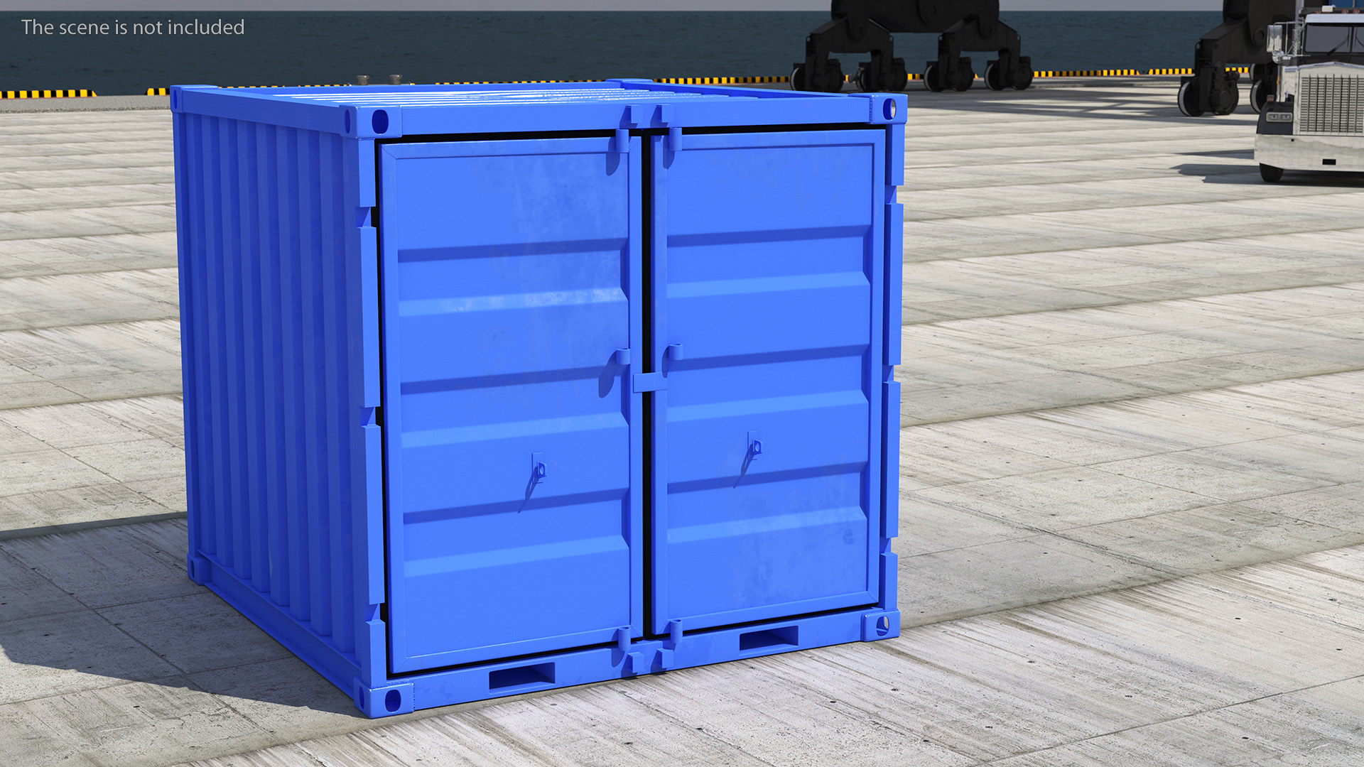 8ft Shipping Container Blue 3D