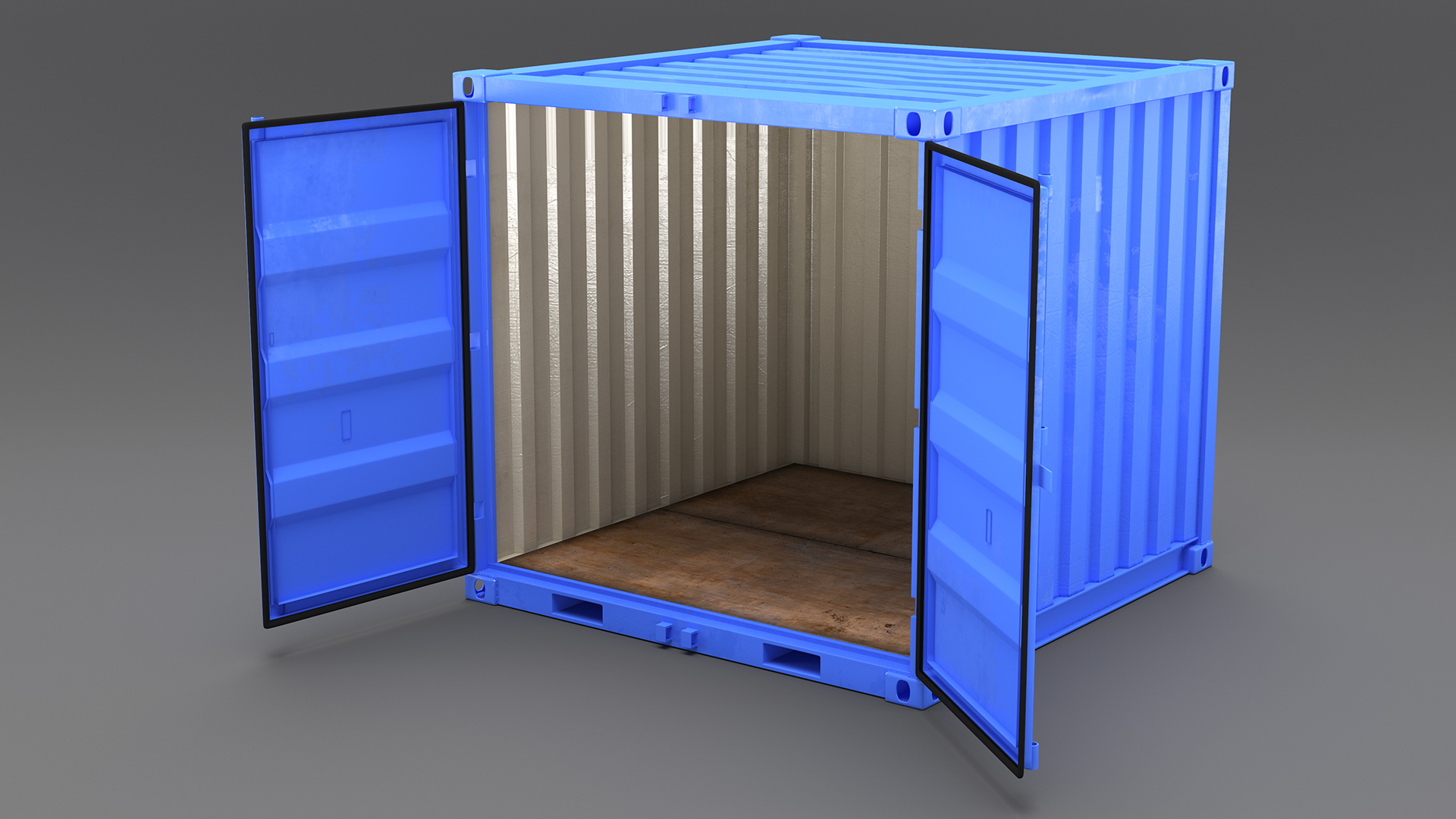 8ft Shipping Container Blue 3D
