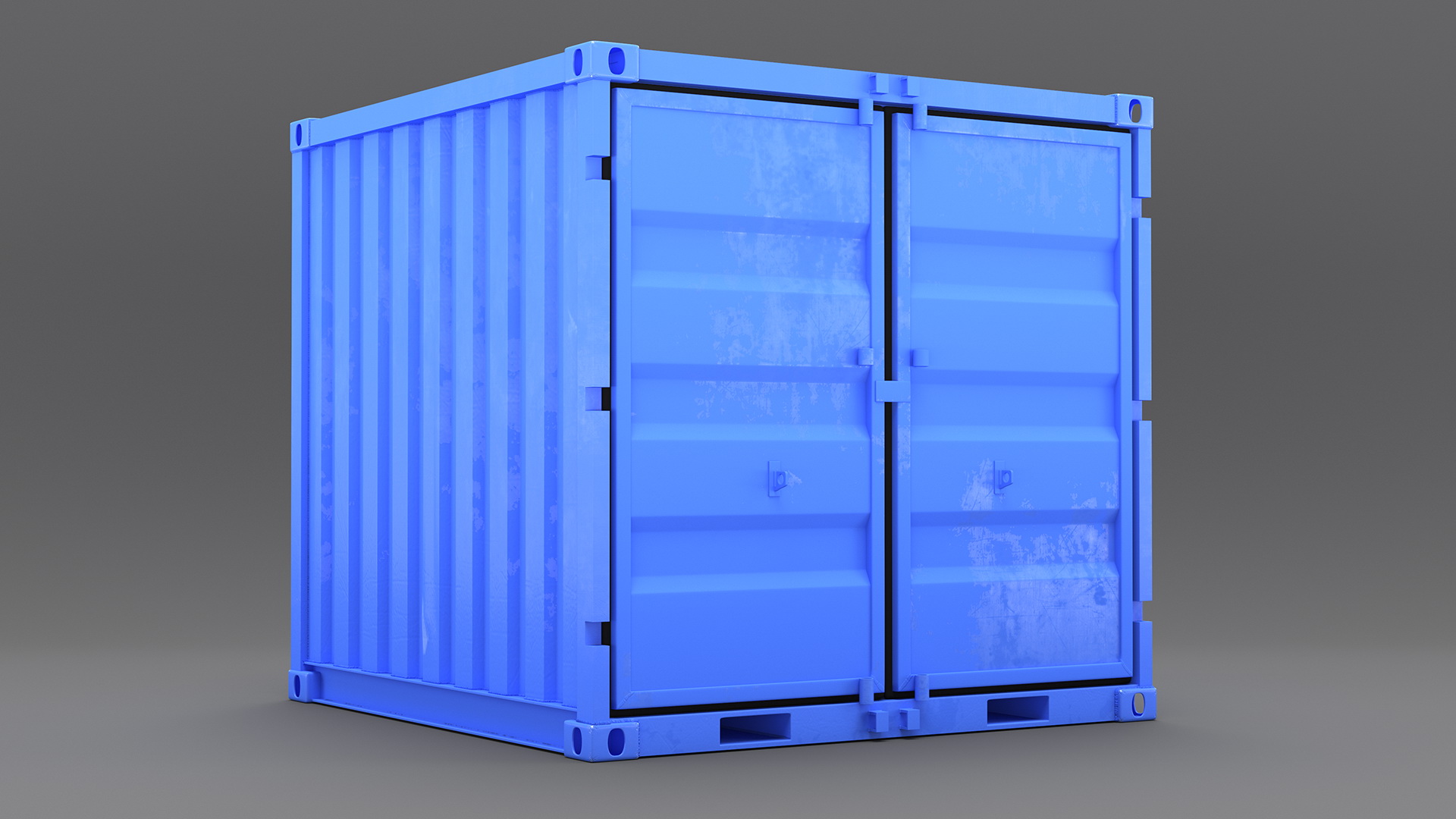 8ft Shipping Container Blue 3D
