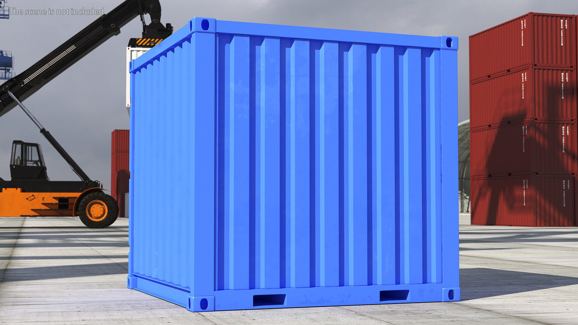 8ft Shipping Container Blue 3D
