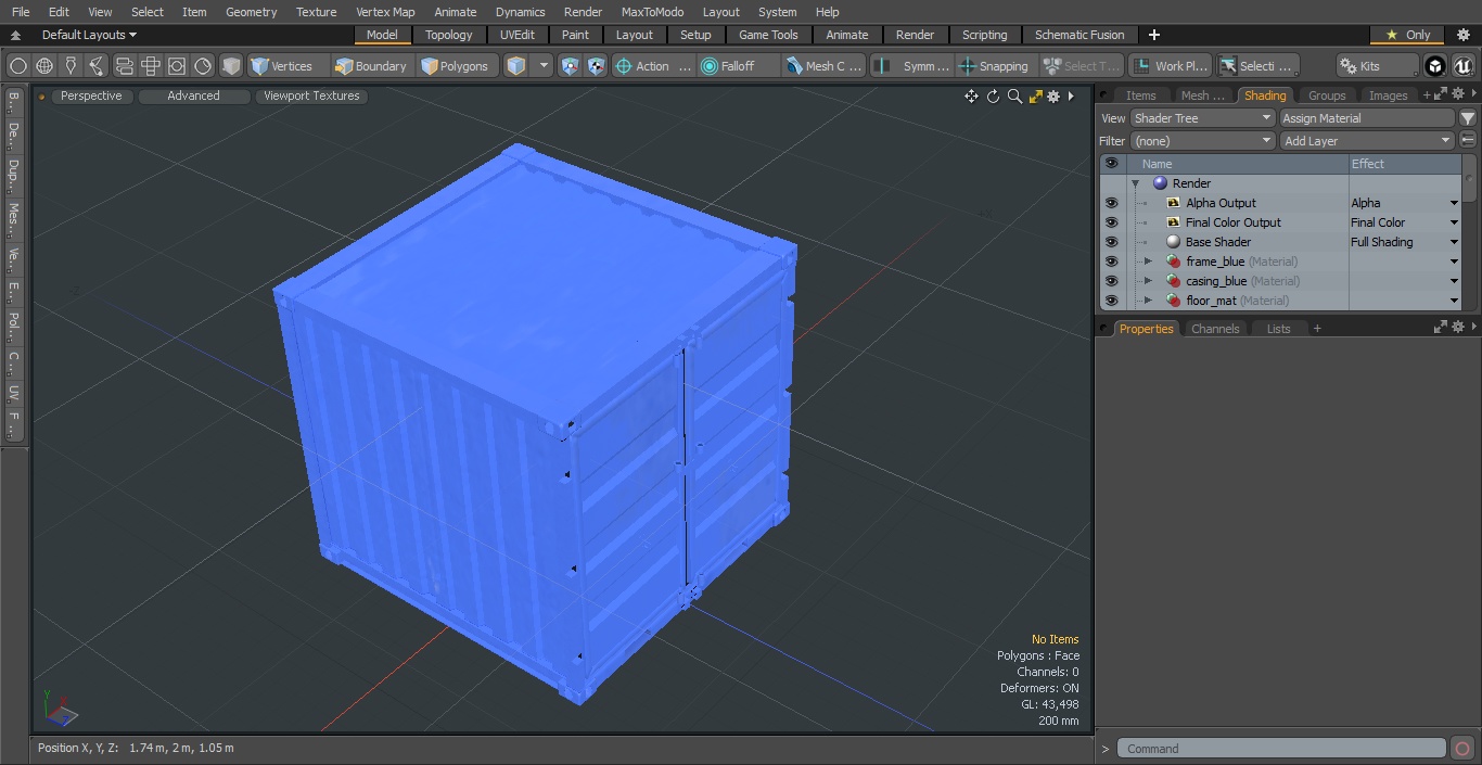 8ft Shipping Container Blue 3D