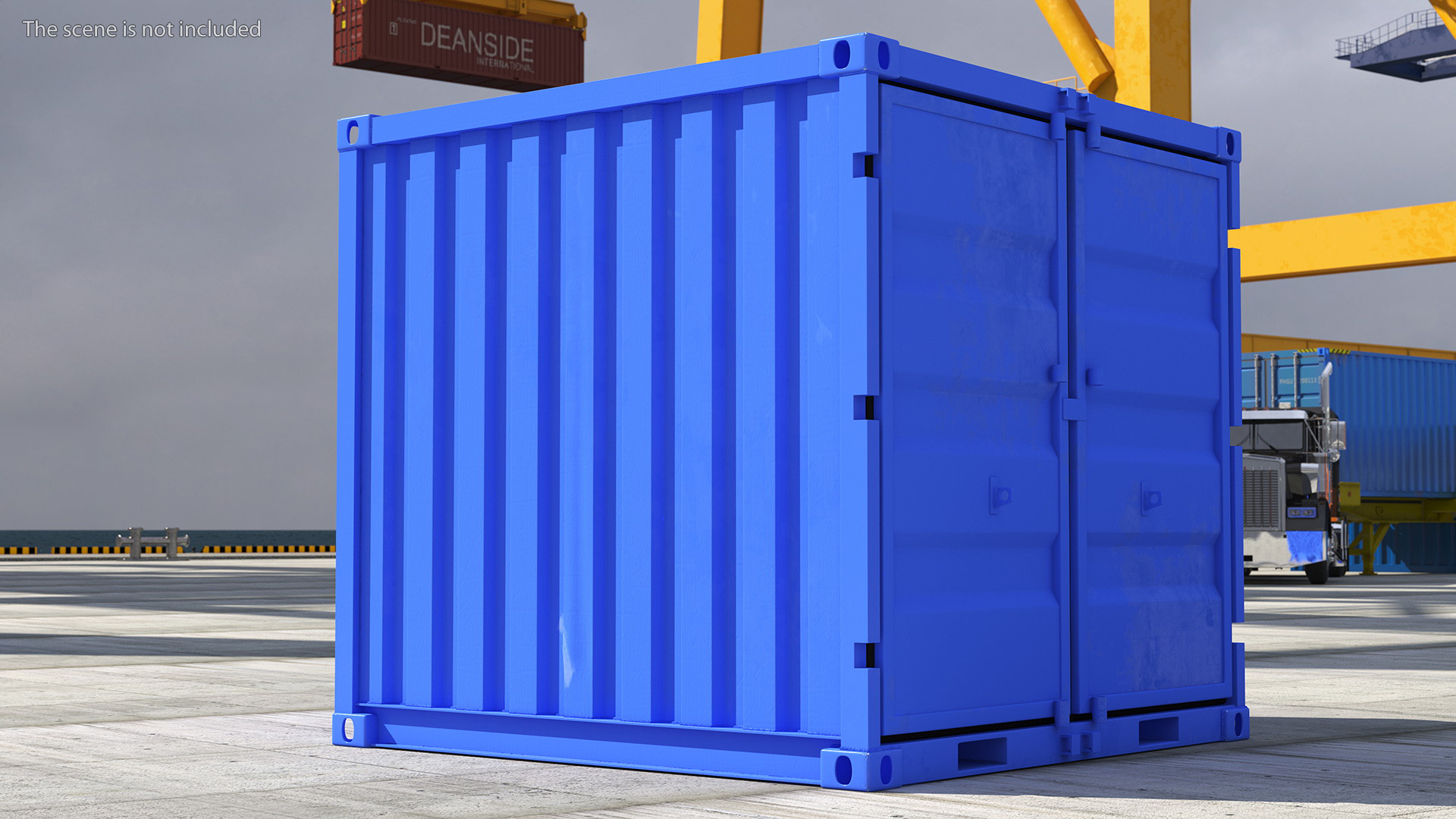 8ft Shipping Container Blue 3D