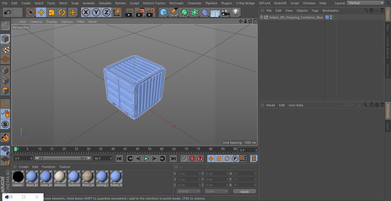 8ft Shipping Container Blue 3D
