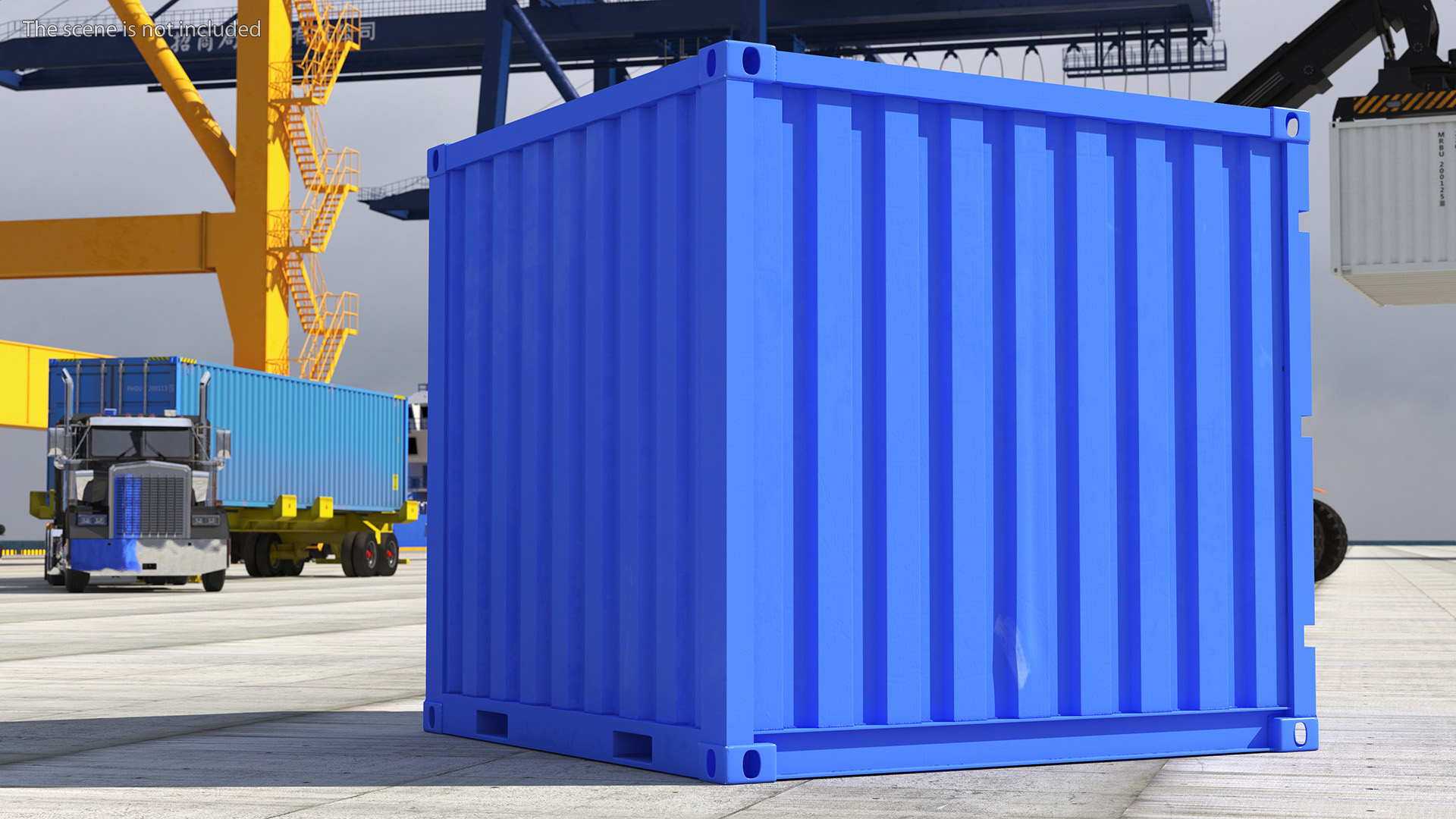 8ft Shipping Container Blue 3D