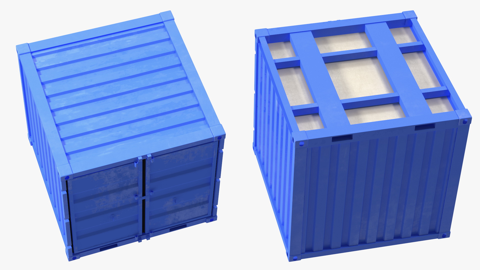 8ft Shipping Container Blue 3D