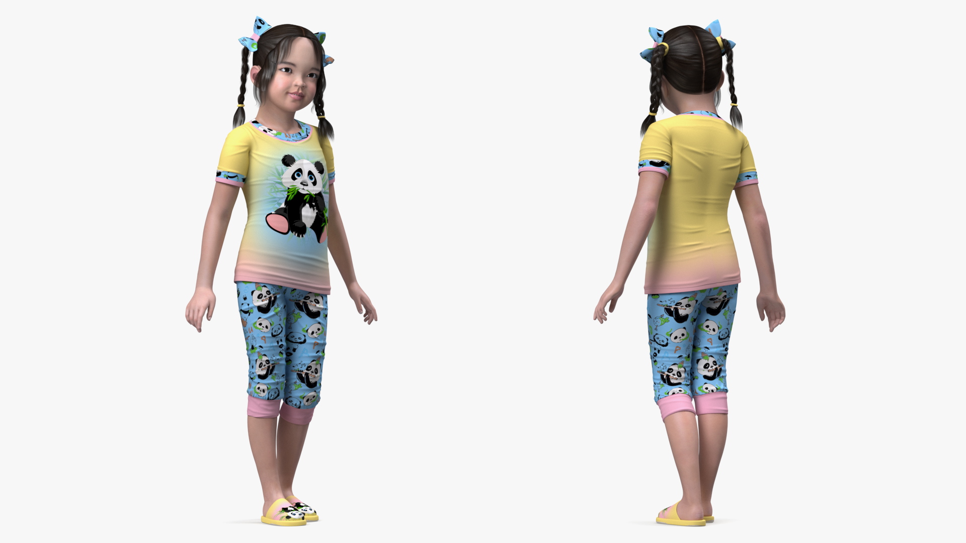 Asian Girl Baby in Pajamas Rigged for Maya 3D