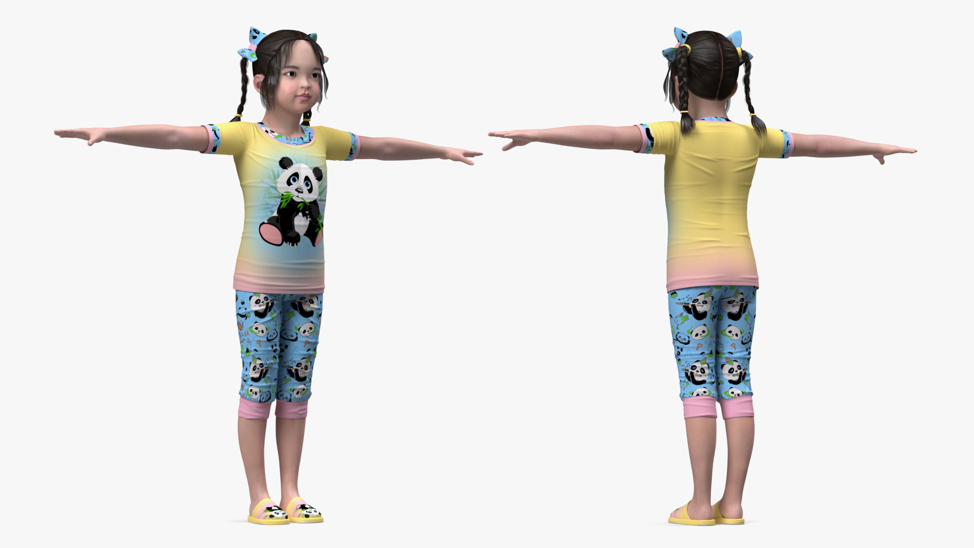 Asian Girl Baby in Pajamas Rigged for Maya 3D