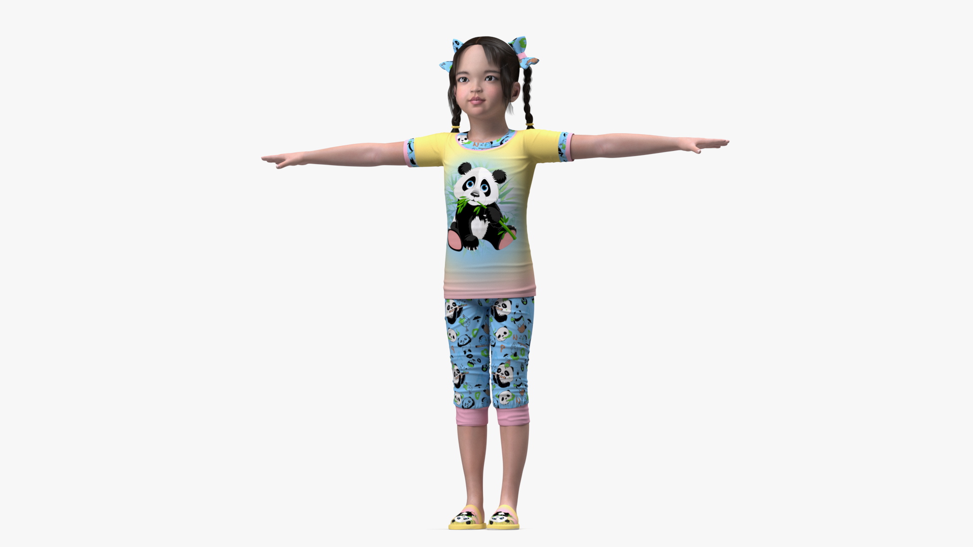 Asian Girl Baby in Pajamas Rigged for Maya 3D