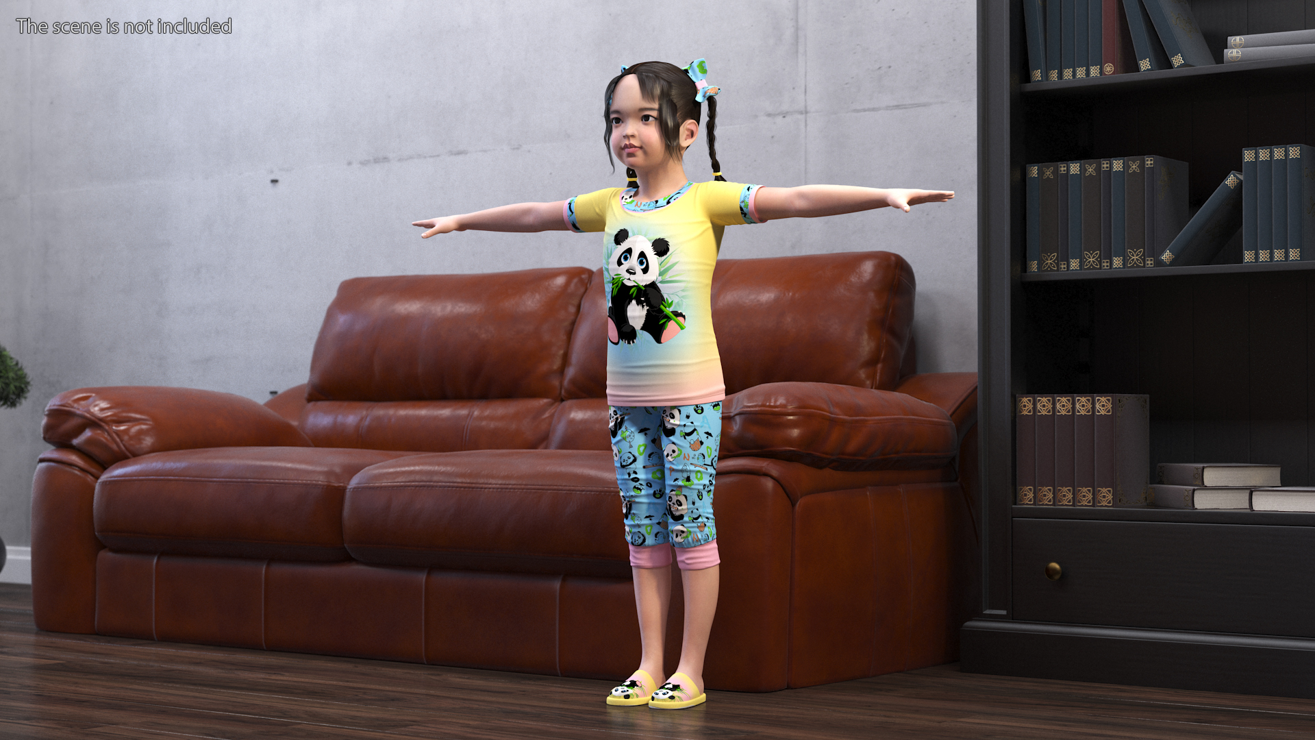 Asian Girl Baby in Pajamas Rigged for Maya 3D