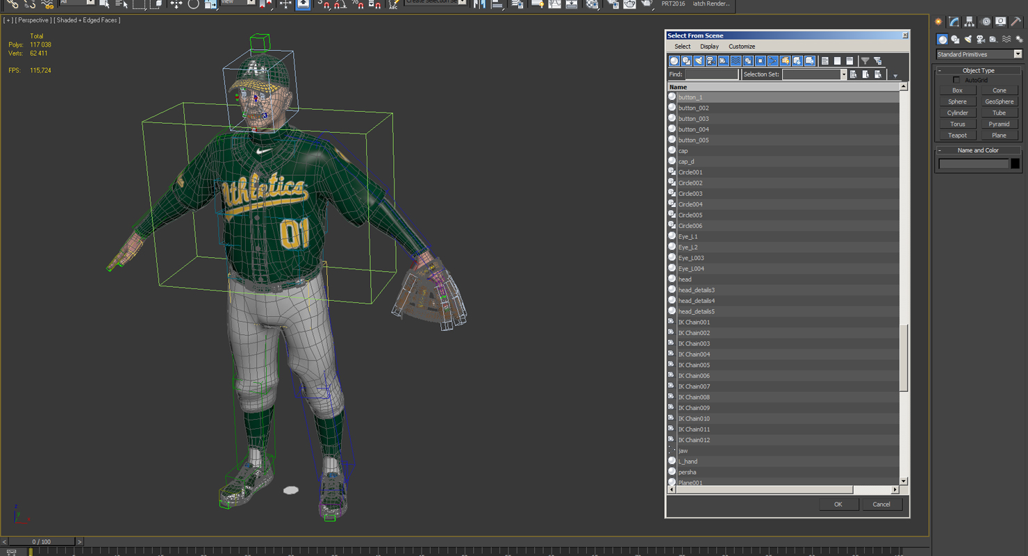 Baseball Player Rigged Athletics 3D