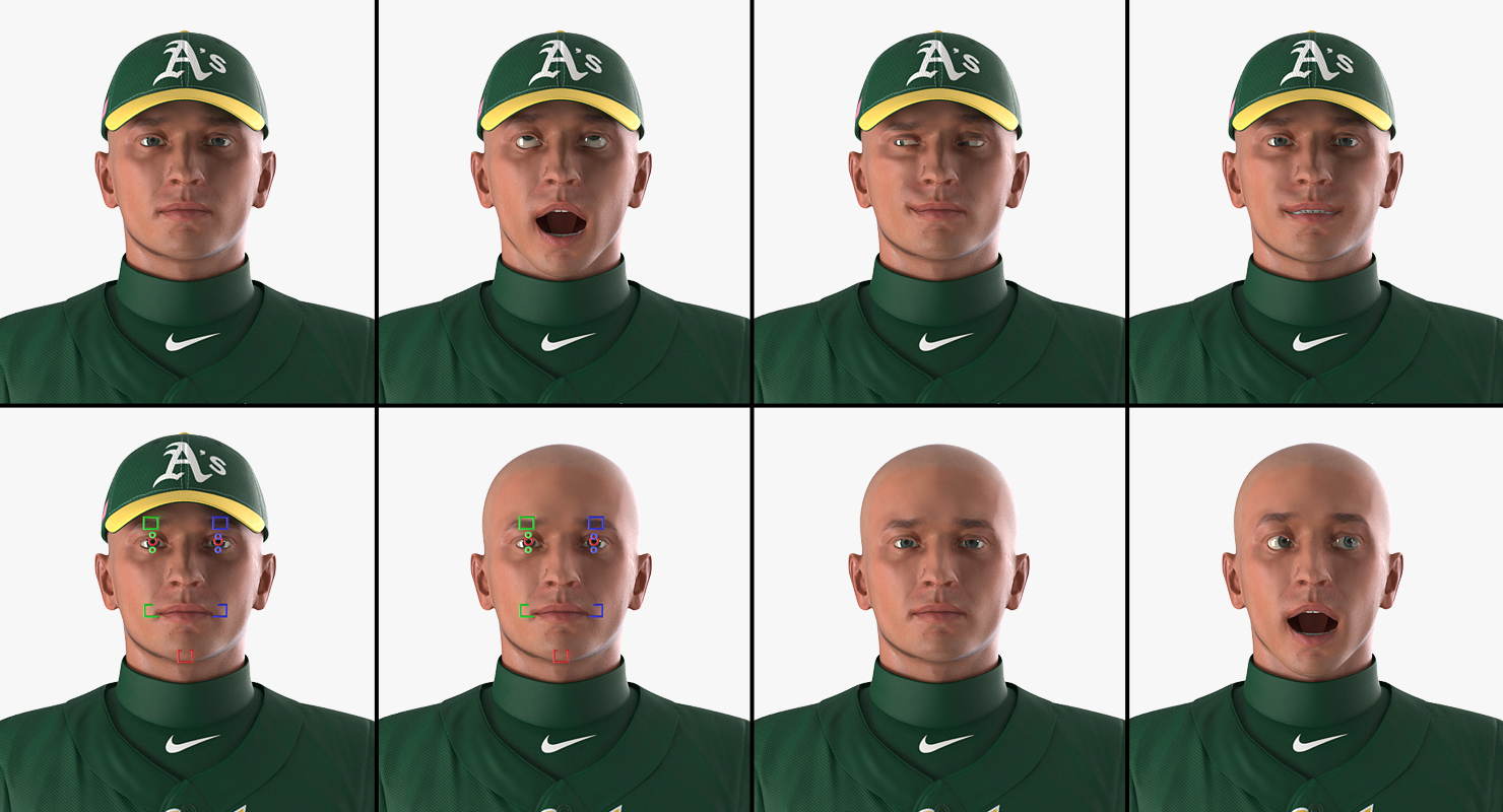 Baseball Player Rigged Athletics 3D