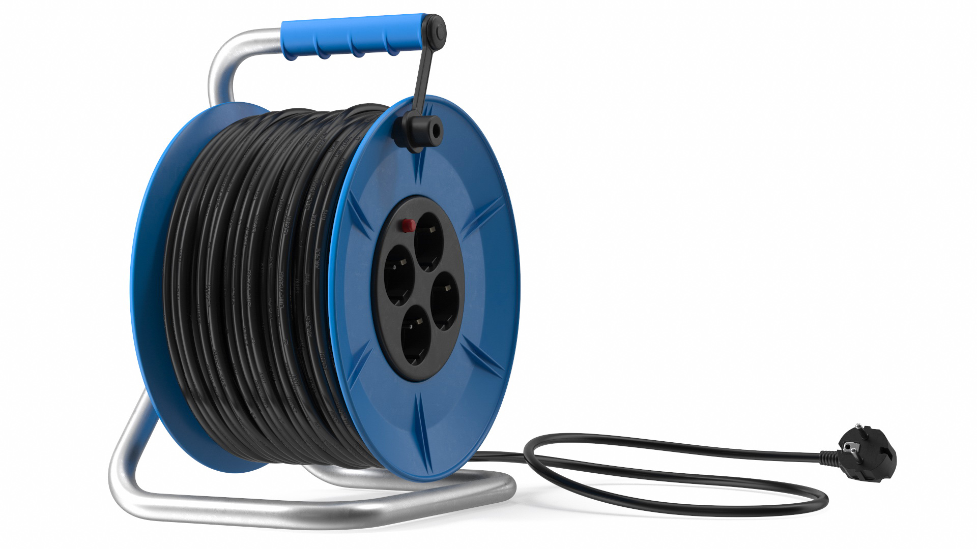 3D Retractable Extension Cord Reel with Electric Outlets model