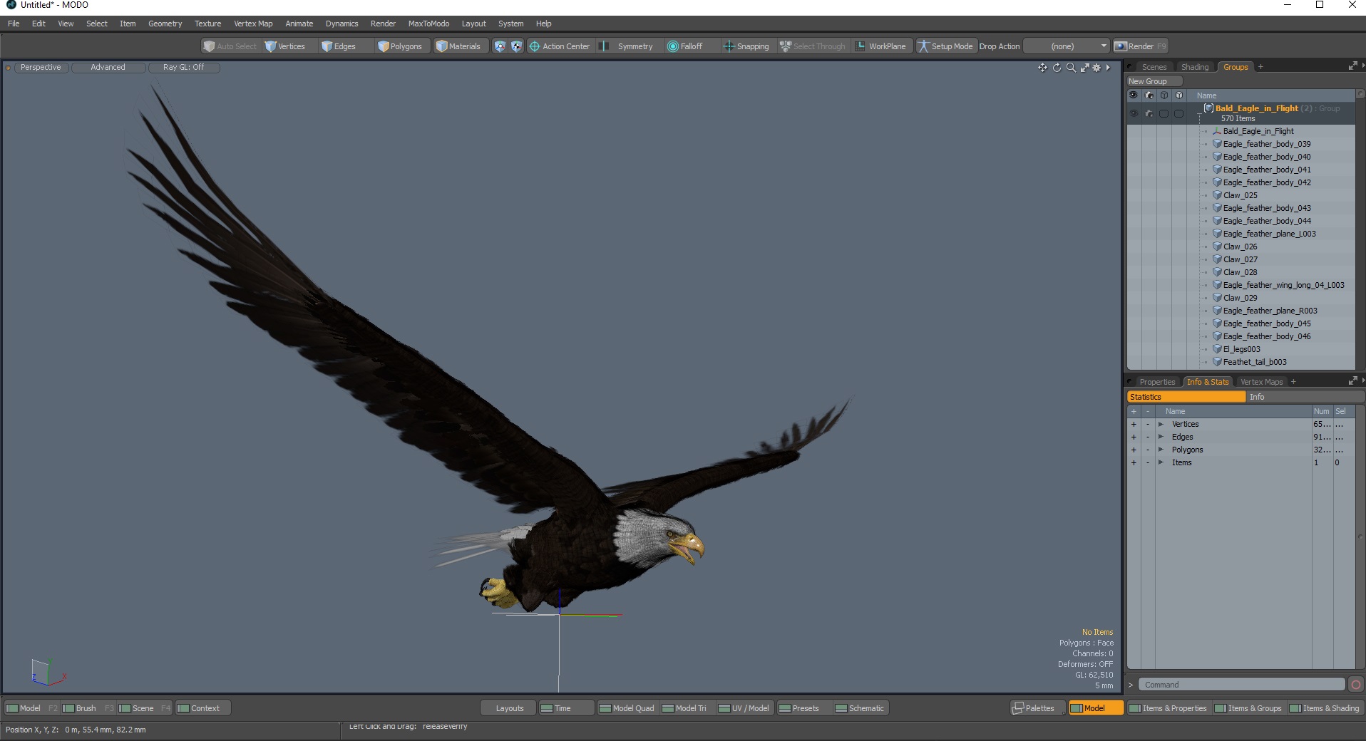 3D model Bald Eagle in Flight