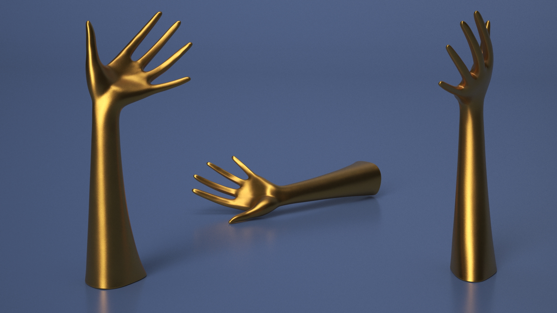 Ring Stand Hand Shaped Golden 3D model