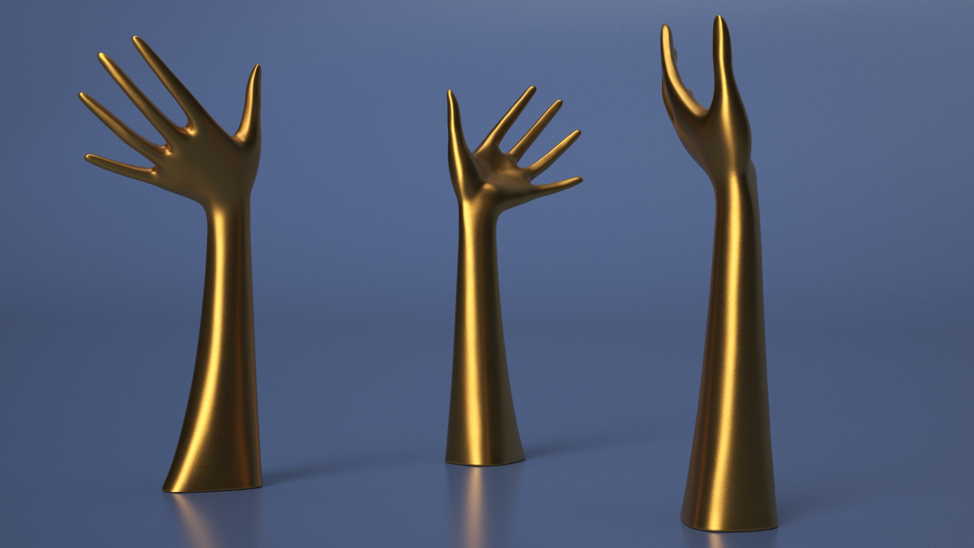 Ring Stand Hand Shaped Golden 3D model