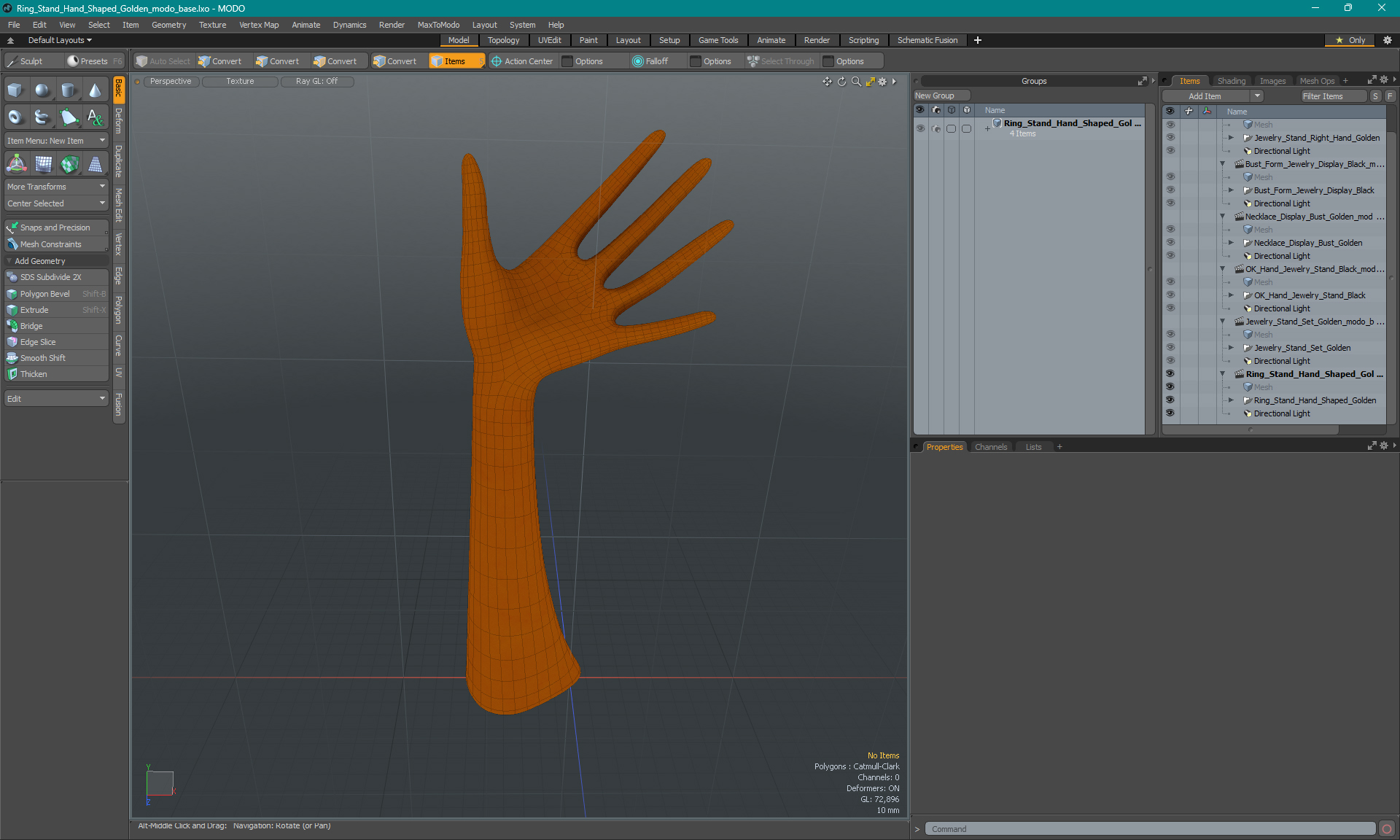 Ring Stand Hand Shaped Golden 3D model