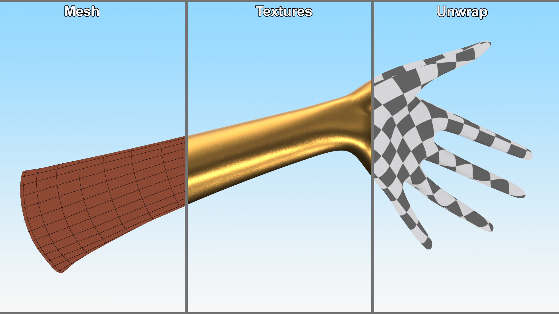 Ring Stand Hand Shaped Golden 3D model