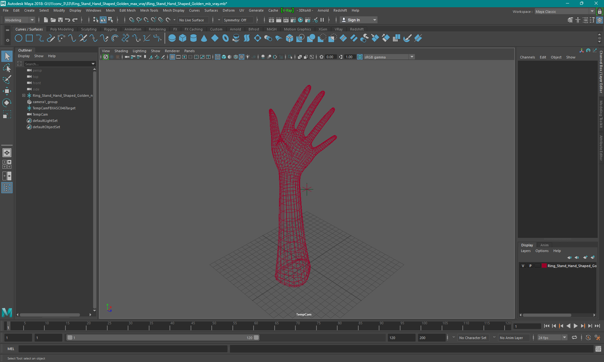 Ring Stand Hand Shaped Golden 3D model