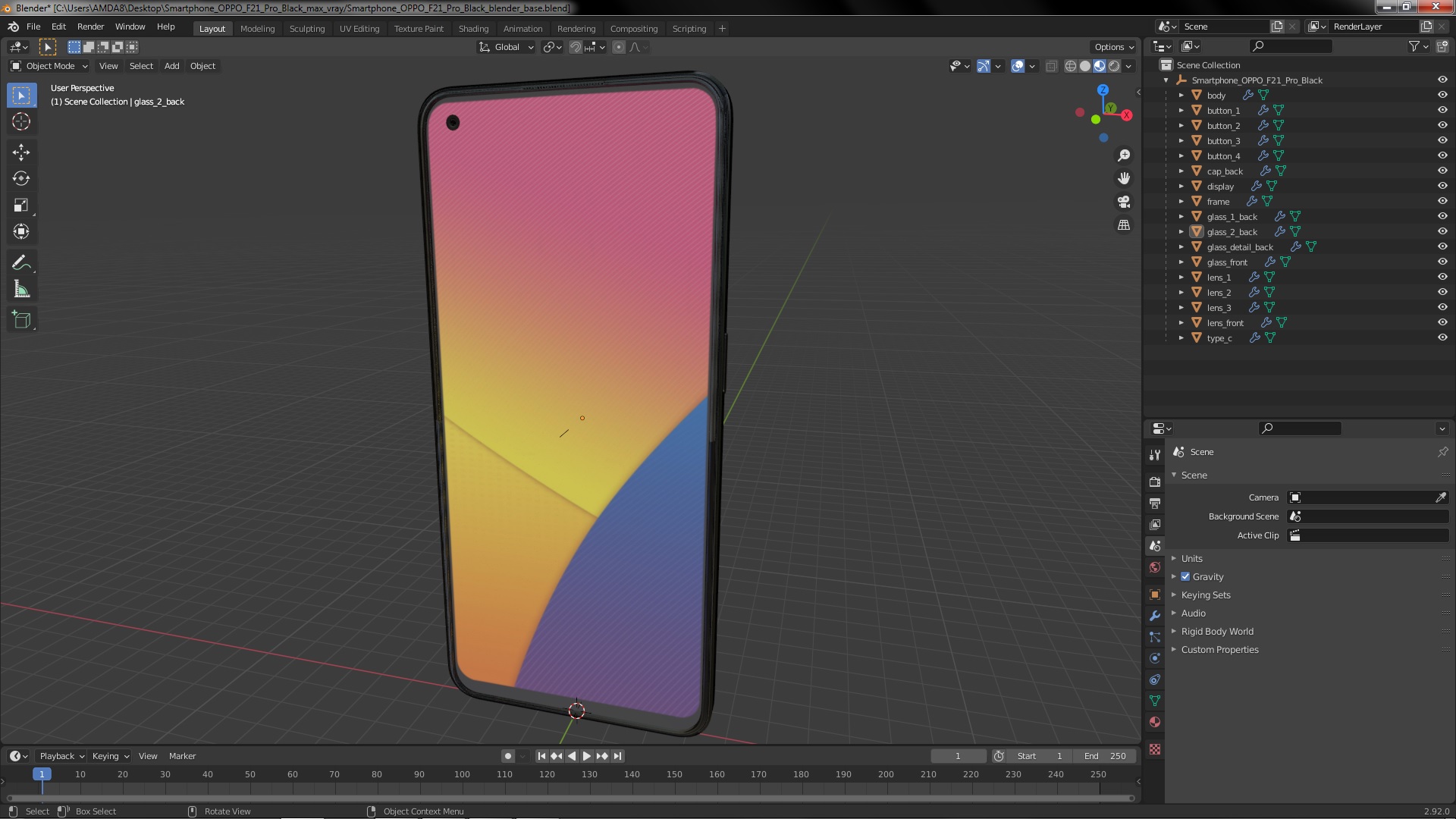 Smartphone OPPO F21 Pro Black 3D model