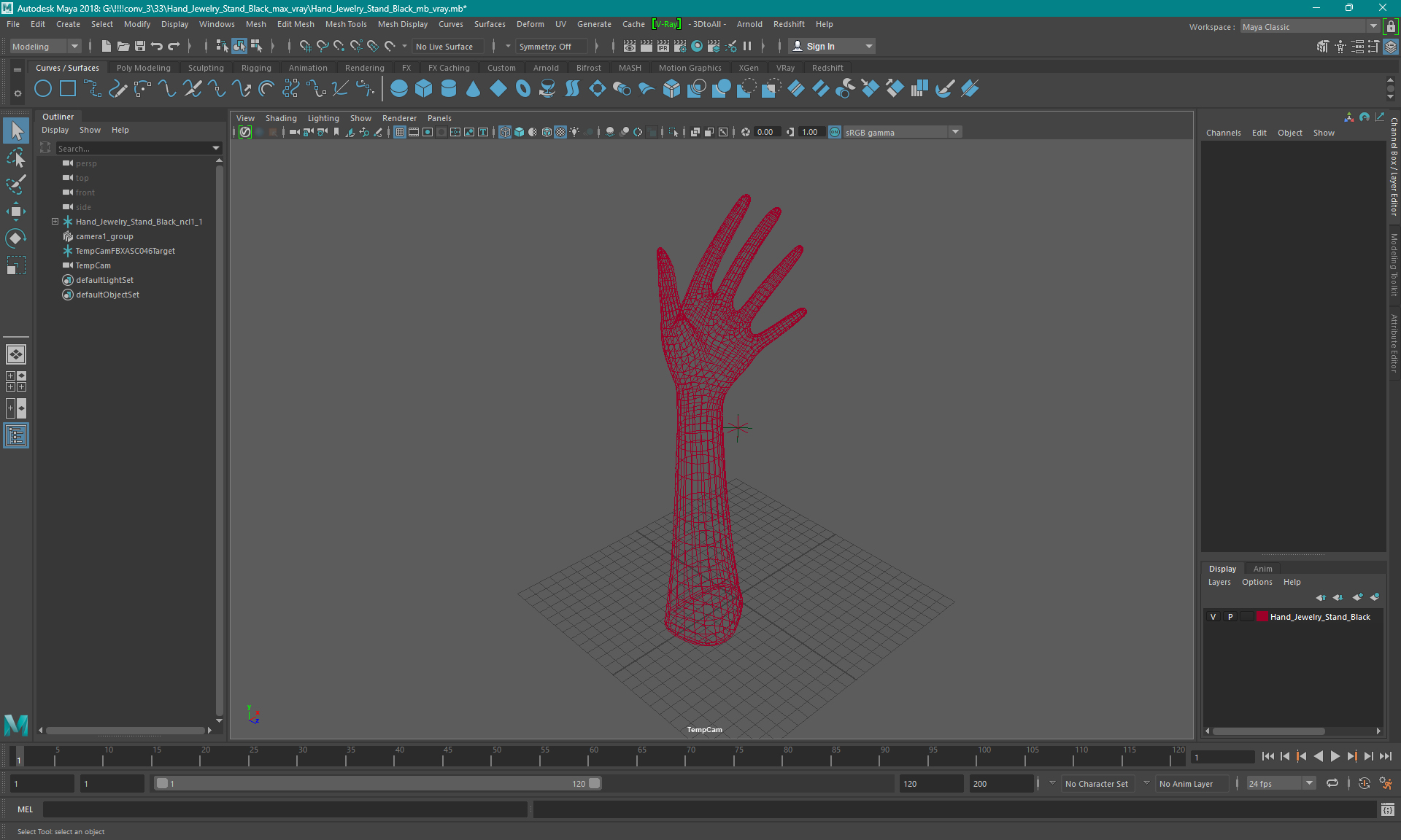 Hand Jewelry Stand Black 3D model