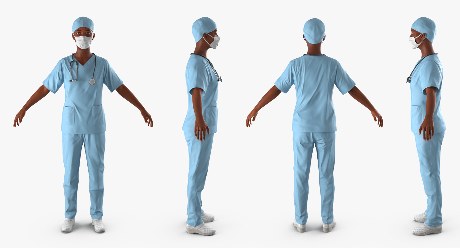 3D African American Female Surgeon