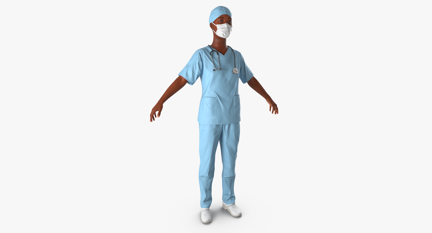 3D African American Female Surgeon