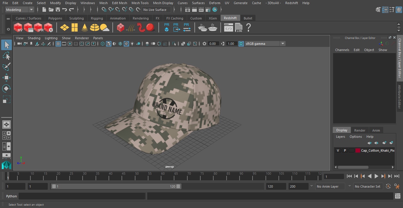 3D Cap Cotton Khaki Pixel Your Brand model