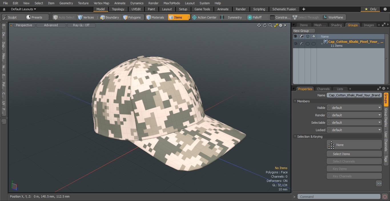 3D Cap Cotton Khaki Pixel Your Brand model