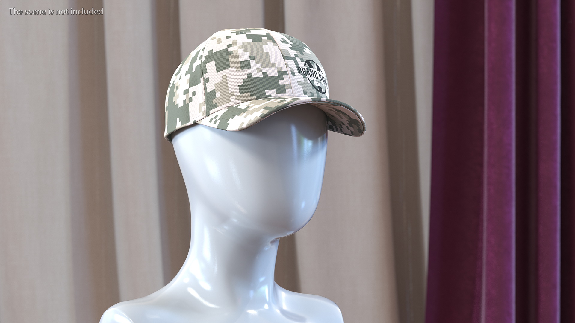 3D Cap Cotton Khaki Pixel Your Brand model