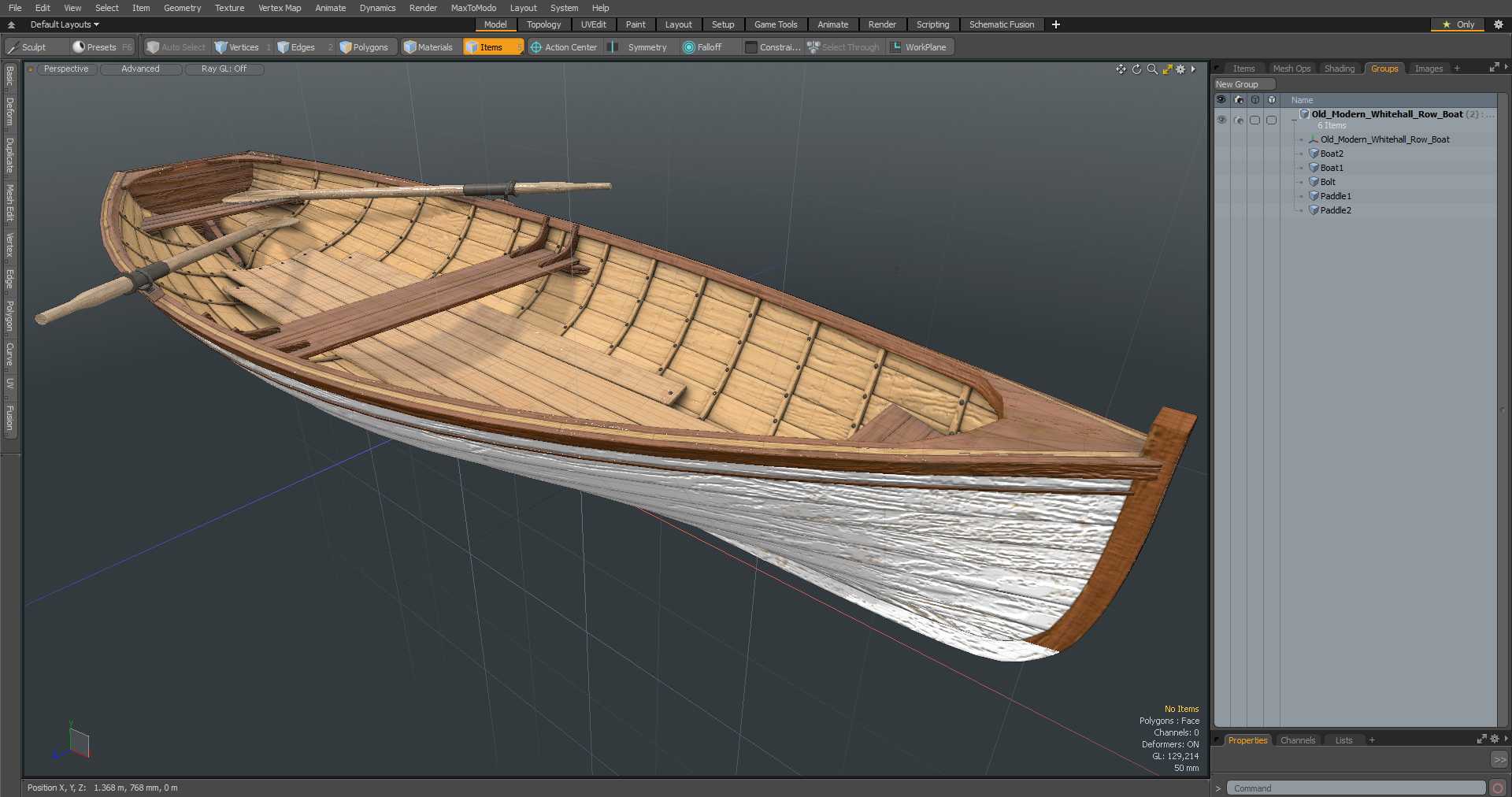 Old Modern Whitehall Row Boat 3D model