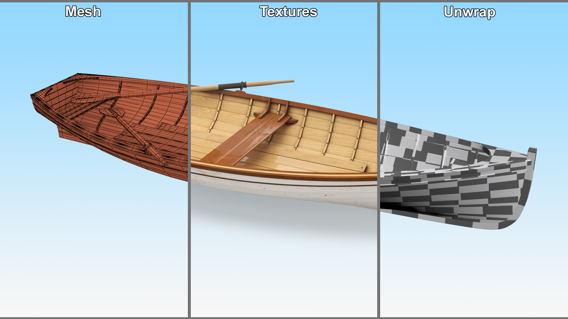 Old Modern Whitehall Row Boat 3D model
