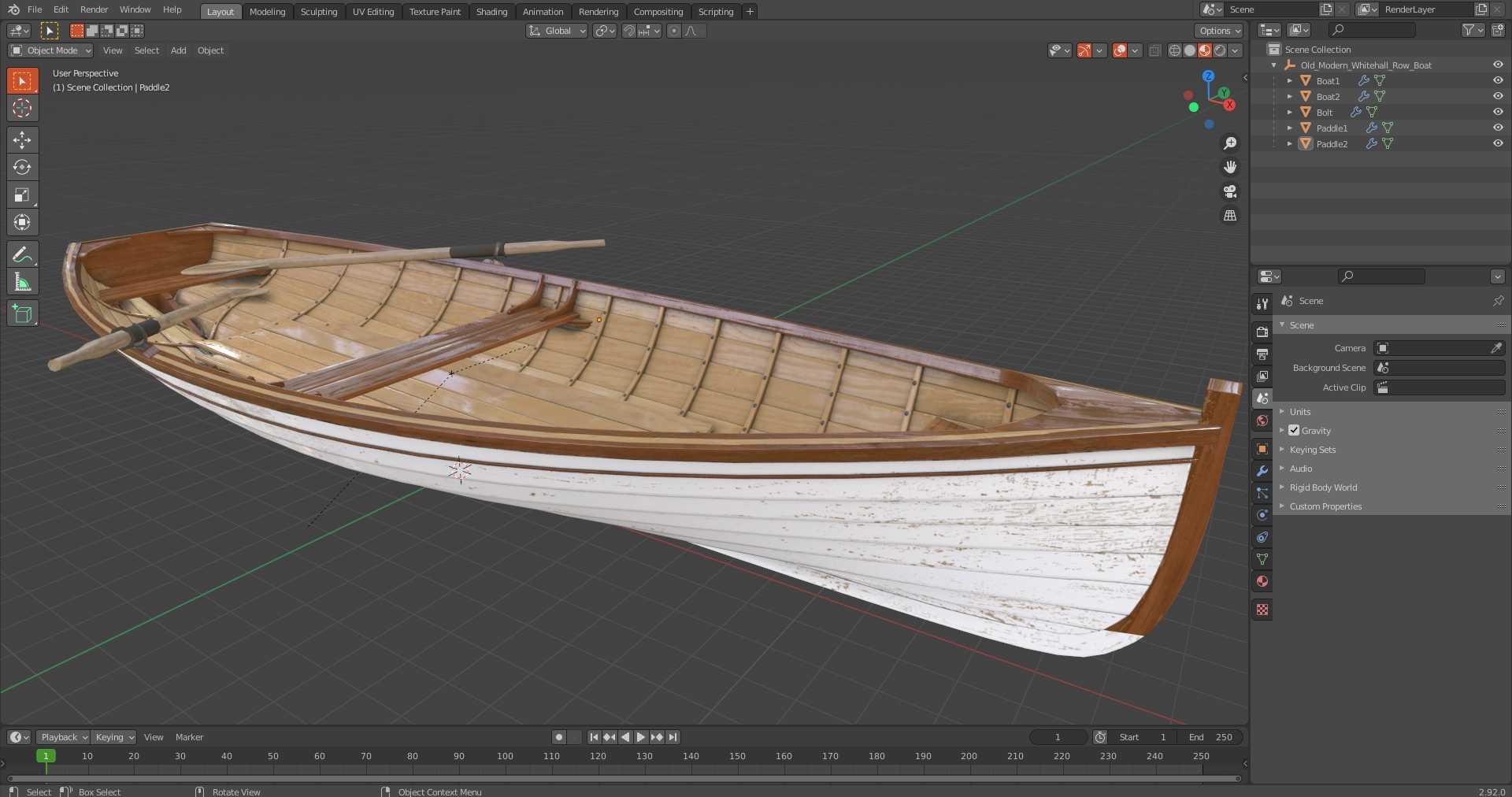 Old Modern Whitehall Row Boat 3D model