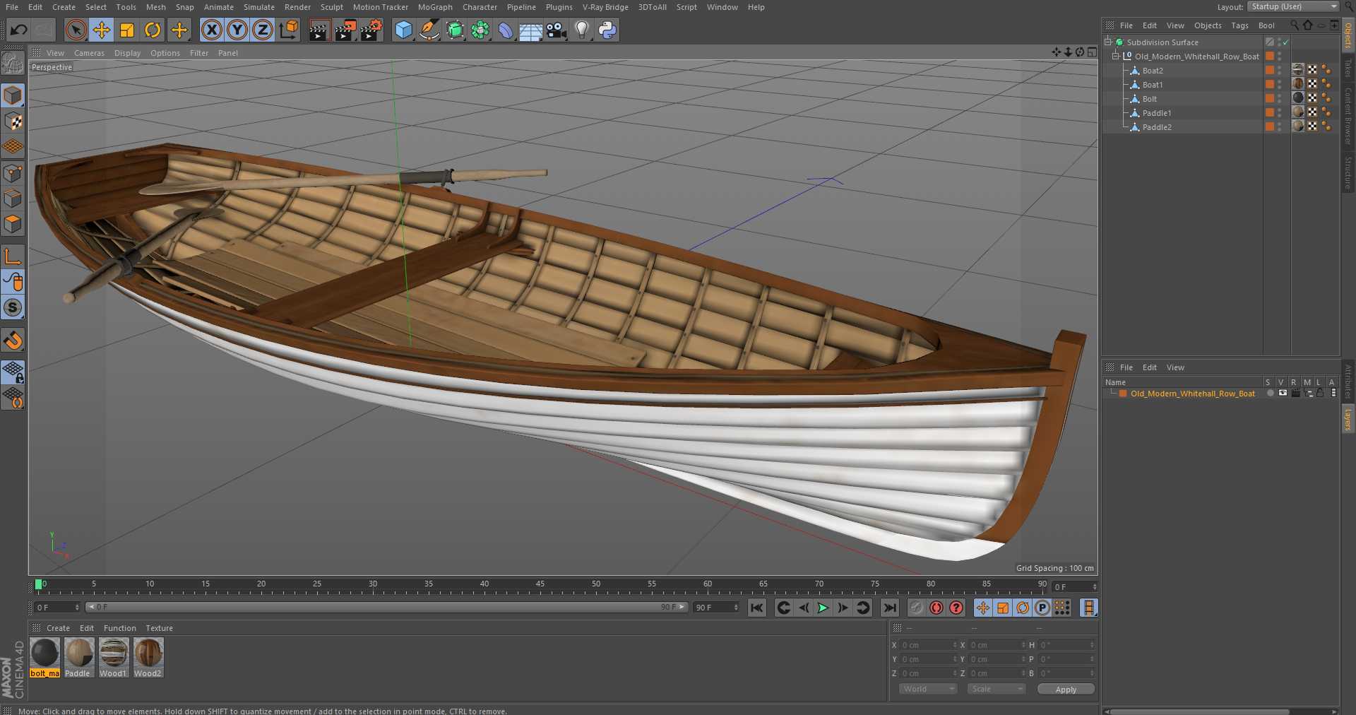 Old Modern Whitehall Row Boat 3D model