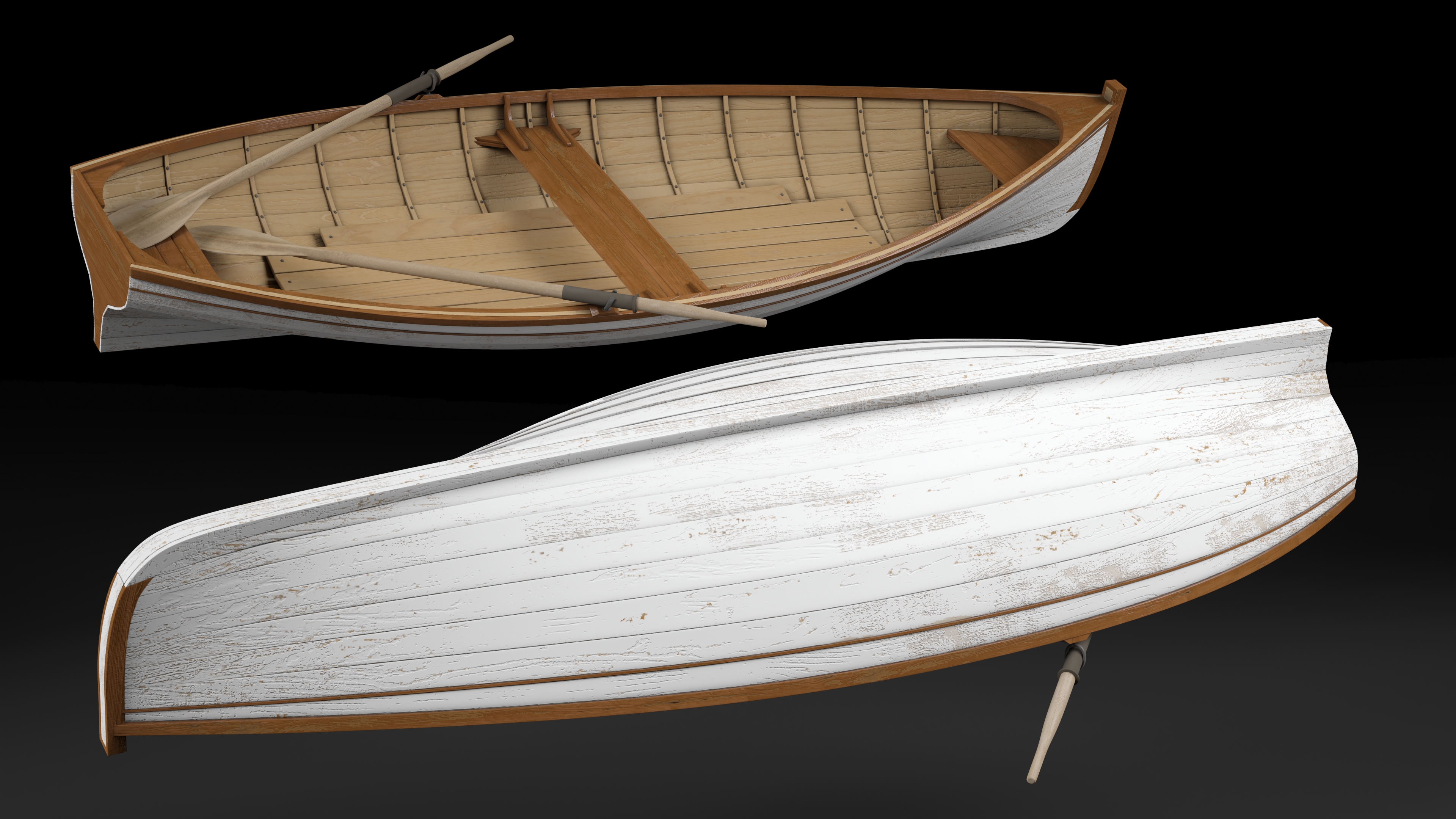 Old Modern Whitehall Row Boat 3D model