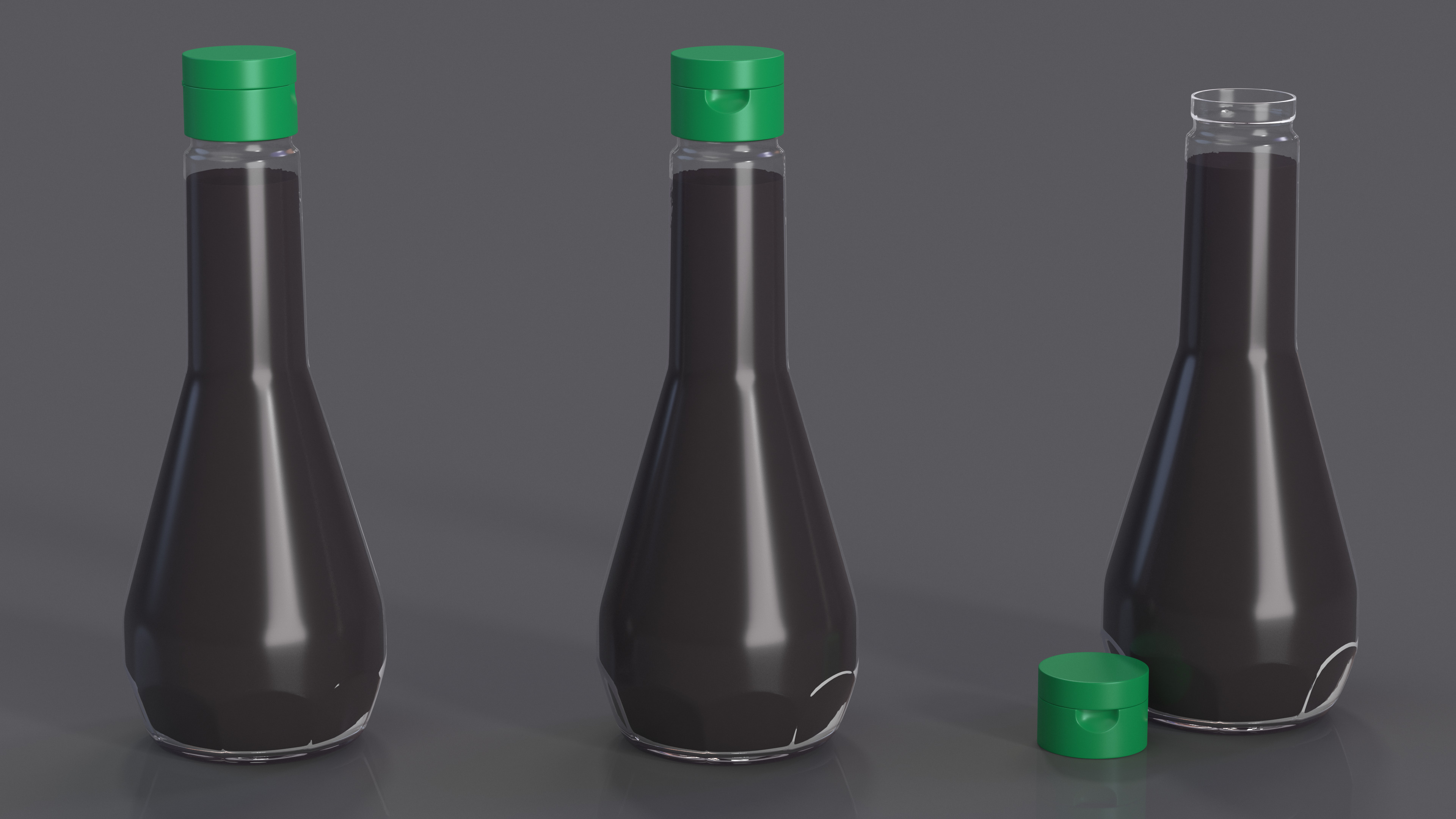 3D Soy Sauce Bottle with Green Cap