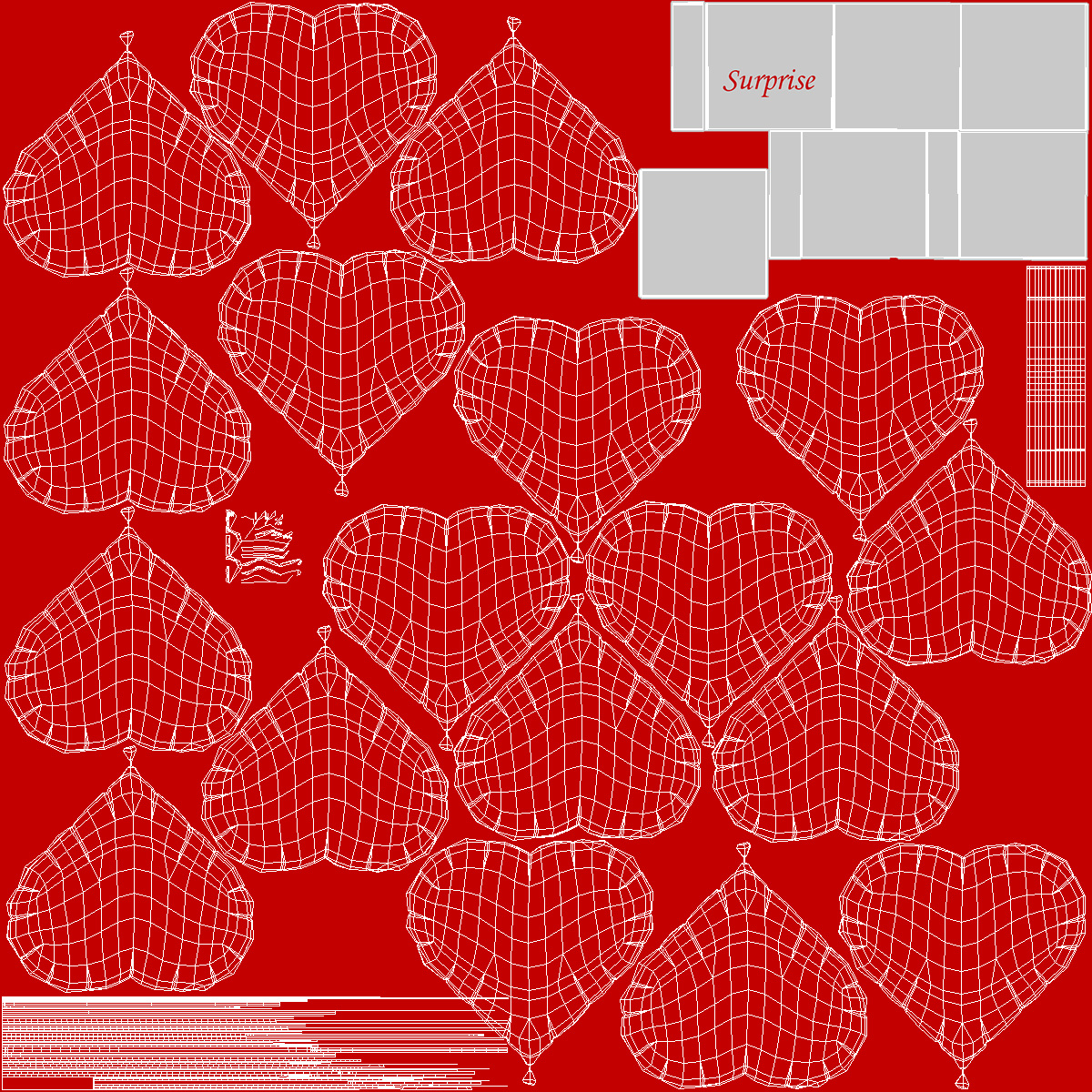 3D Bouquet of Red Heart Balloons with Gift Box model
