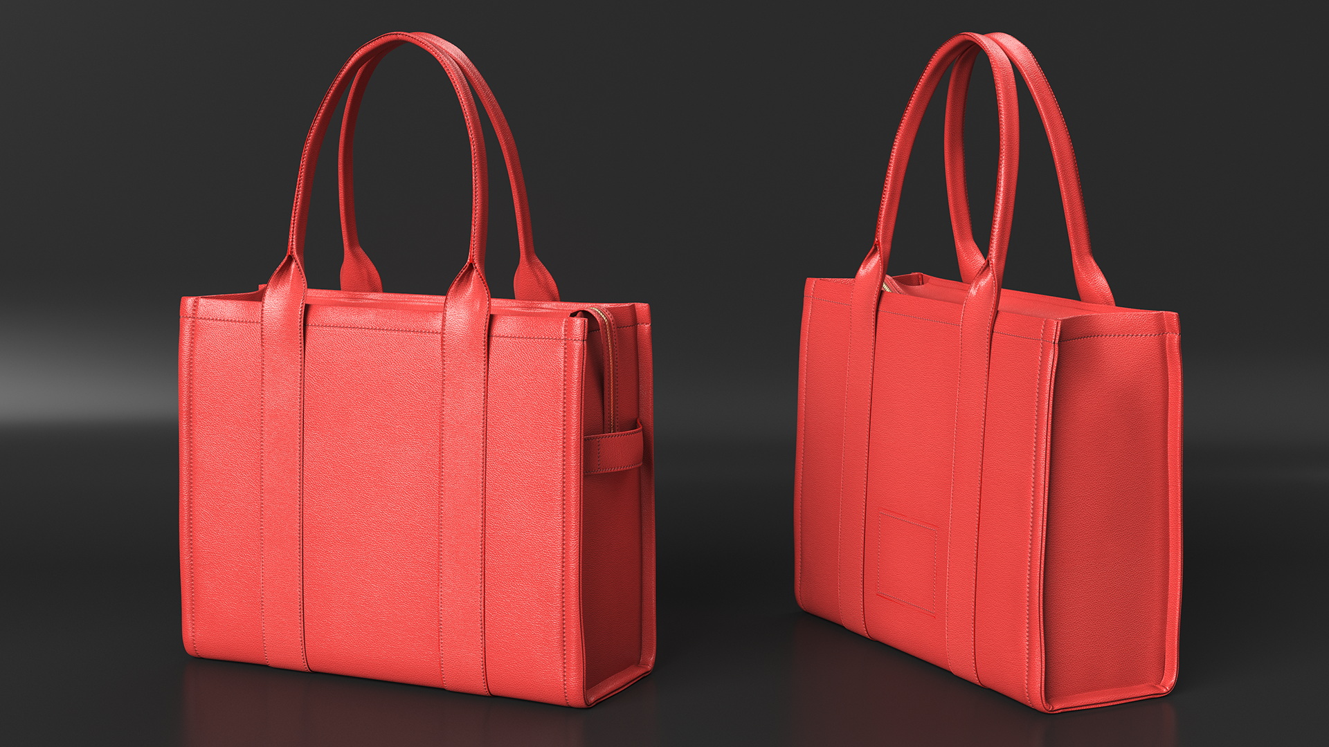 Designer Leather Bag Red 3D model