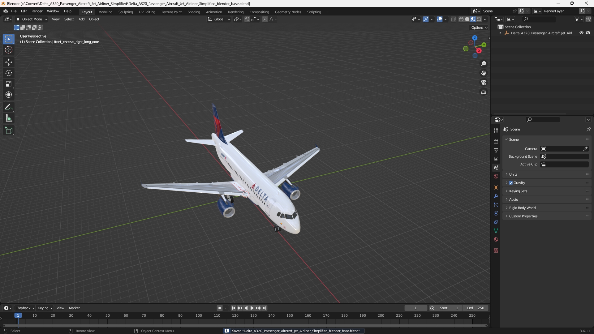 Delta A320 Passenger Aircraft Jet Airliner Simplified - view 10