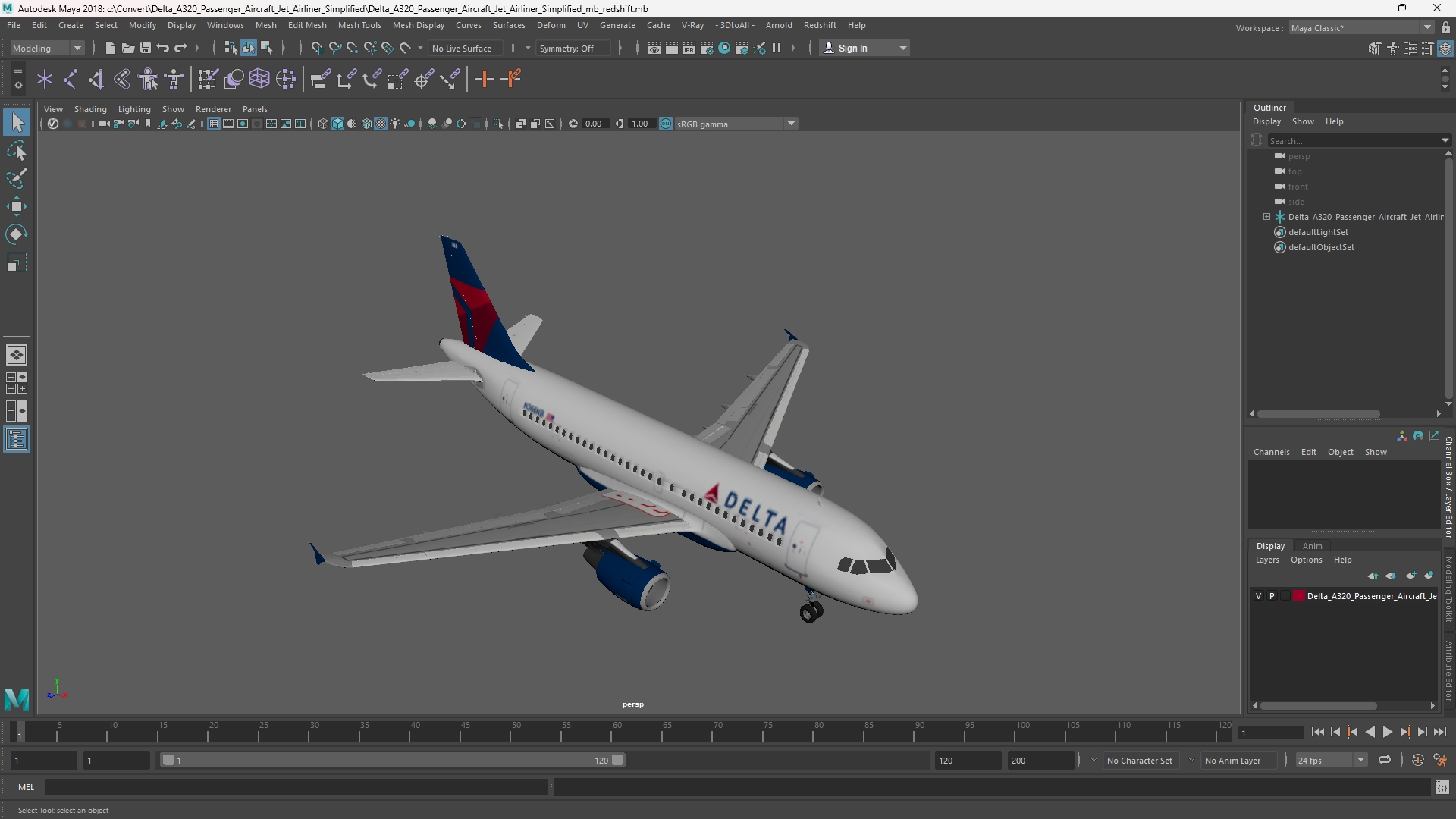 Delta A320 Passenger Aircraft Jet Airliner Simplified - view 11