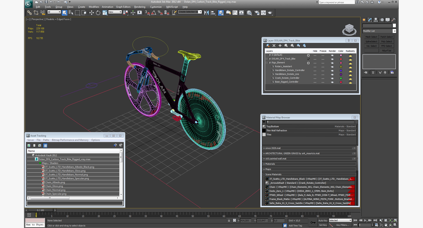 Dolan DF4 Carbon Track Bike Rigged 3D model