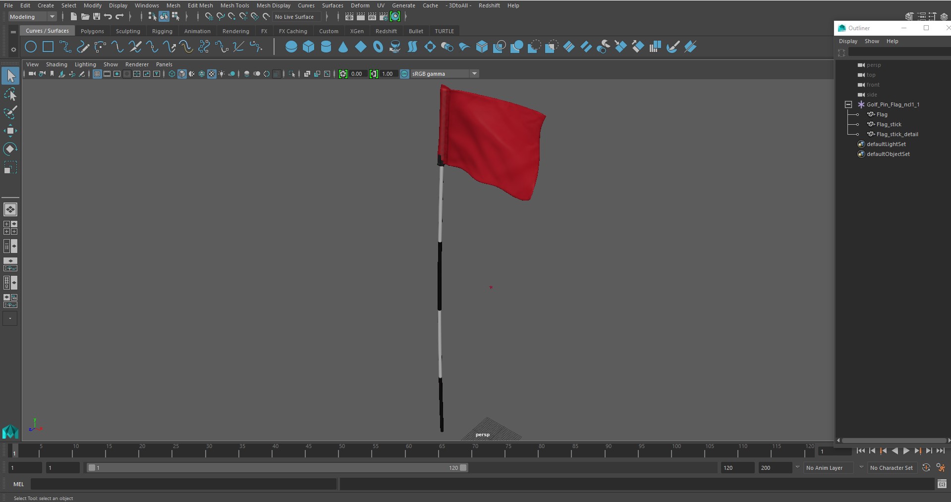 3D Golf Pin Flag model