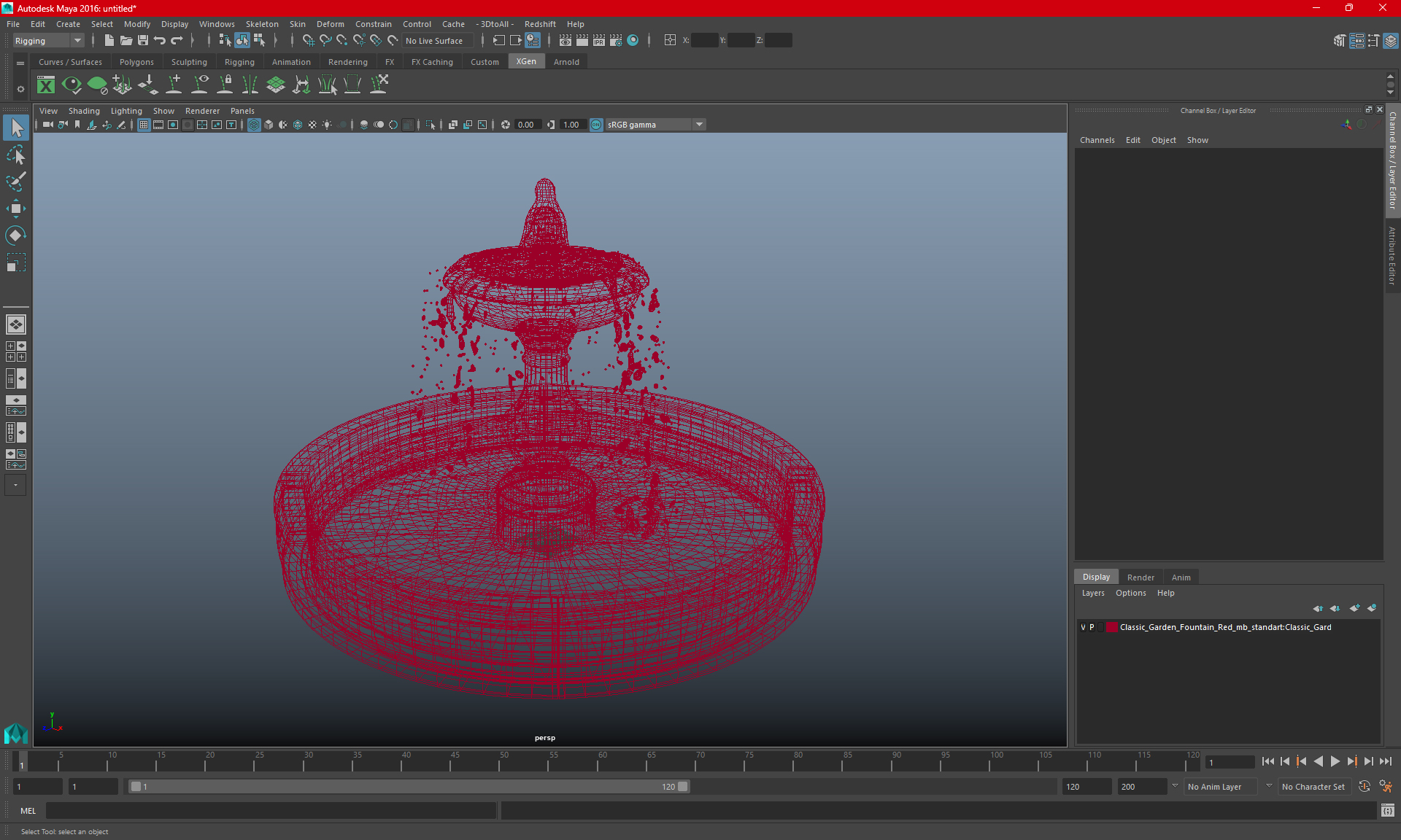 Classic Garden Fountain Red 3D