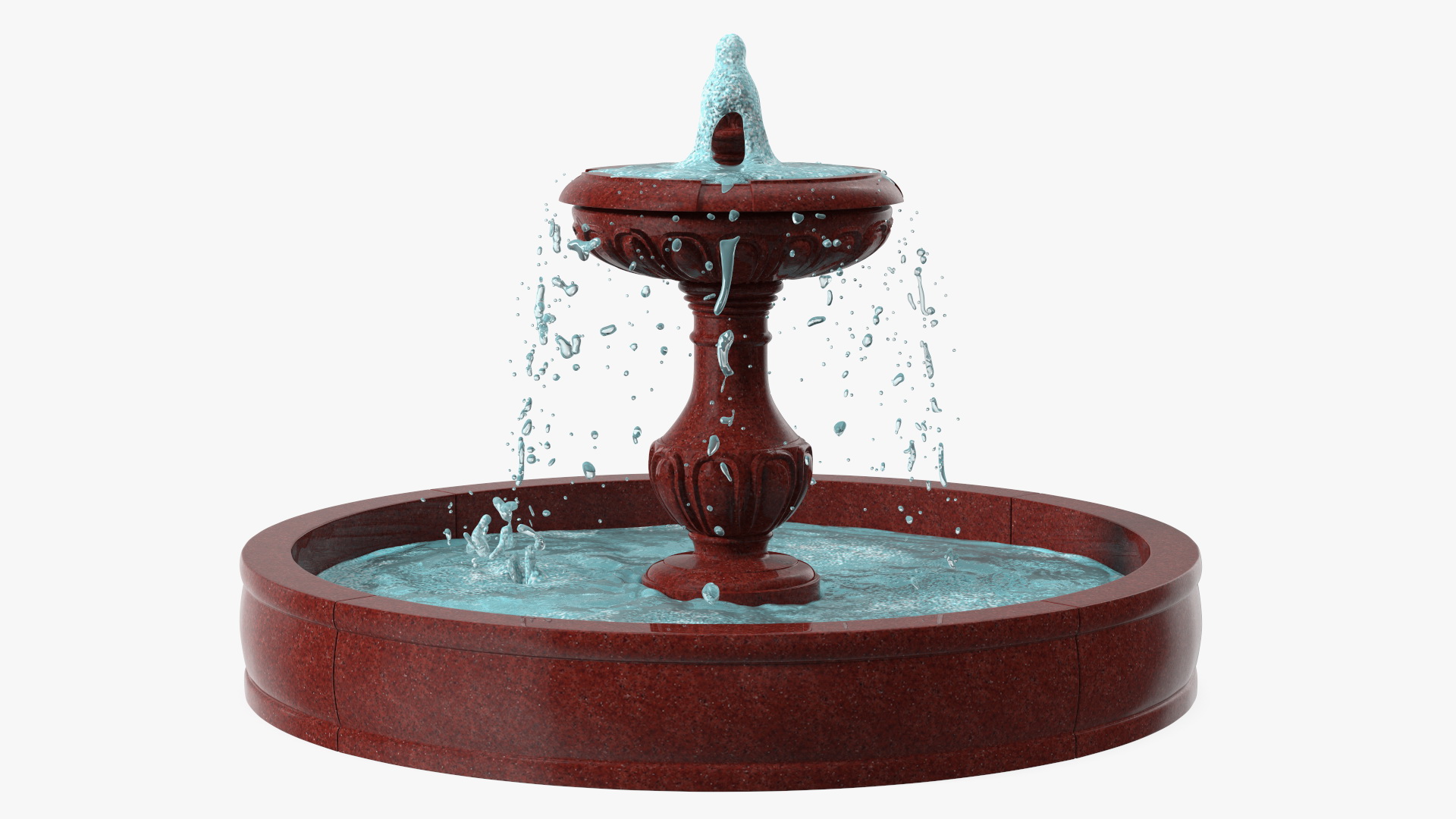 Classic Garden Fountain Red 3D