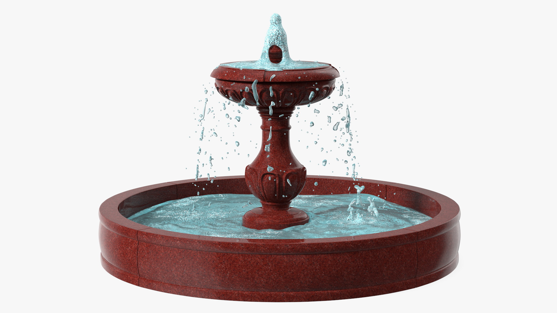 Classic Garden Fountain Red 3D
