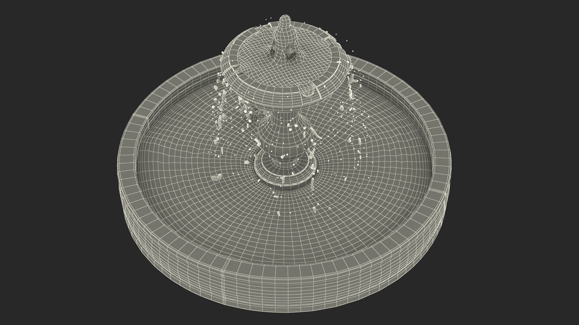 Classic Garden Fountain Red 3D