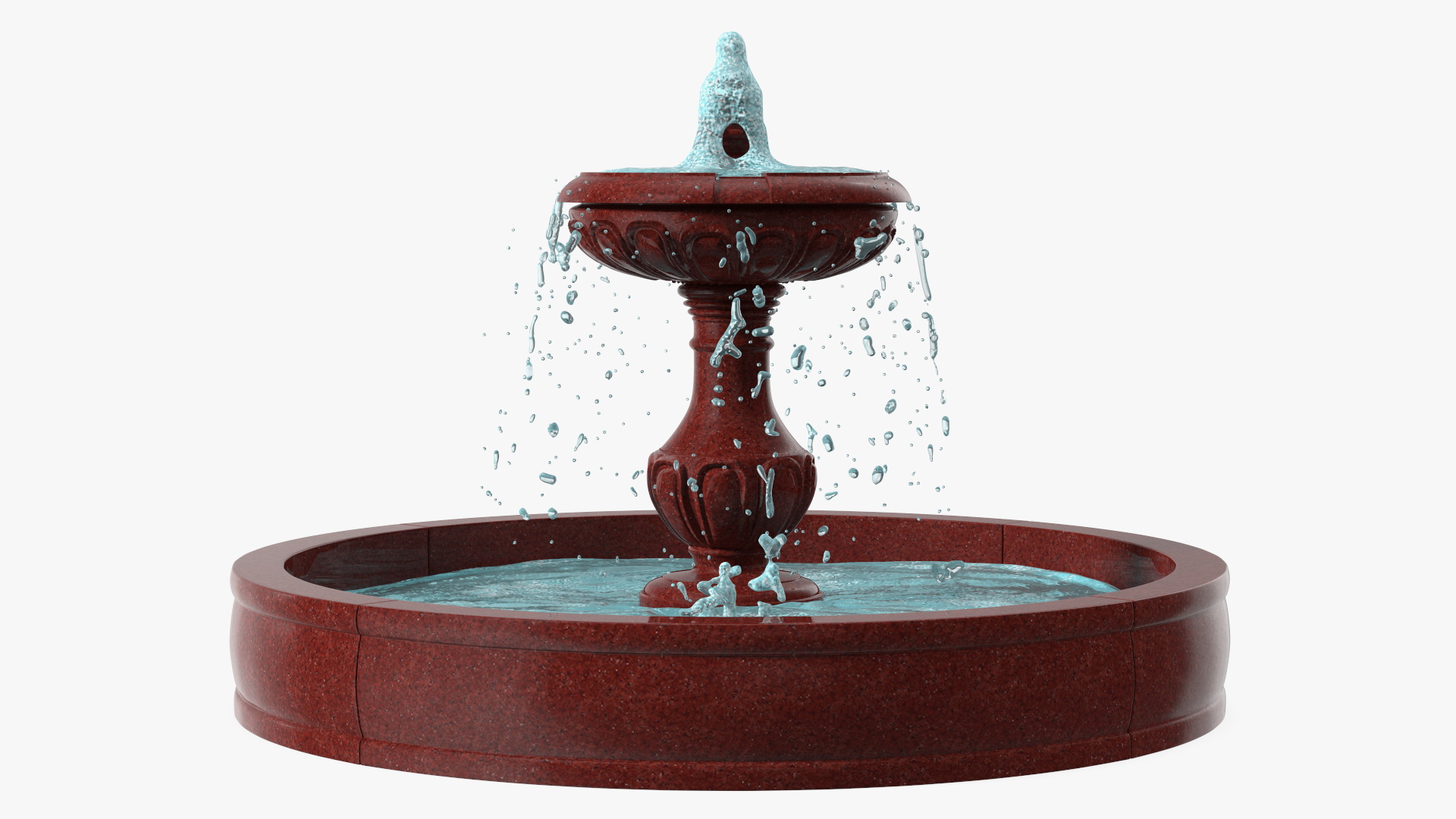Classic Garden Fountain Red 3D