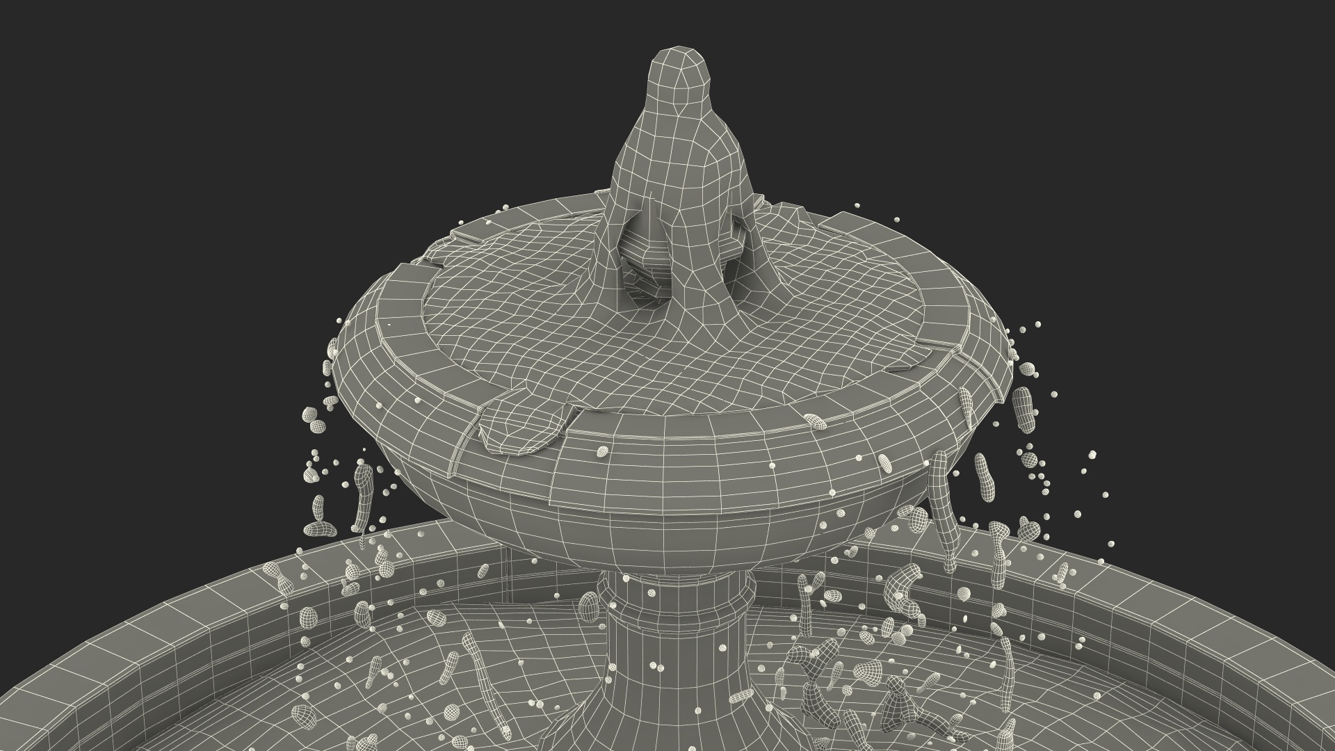 Classic Garden Fountain Red 3D