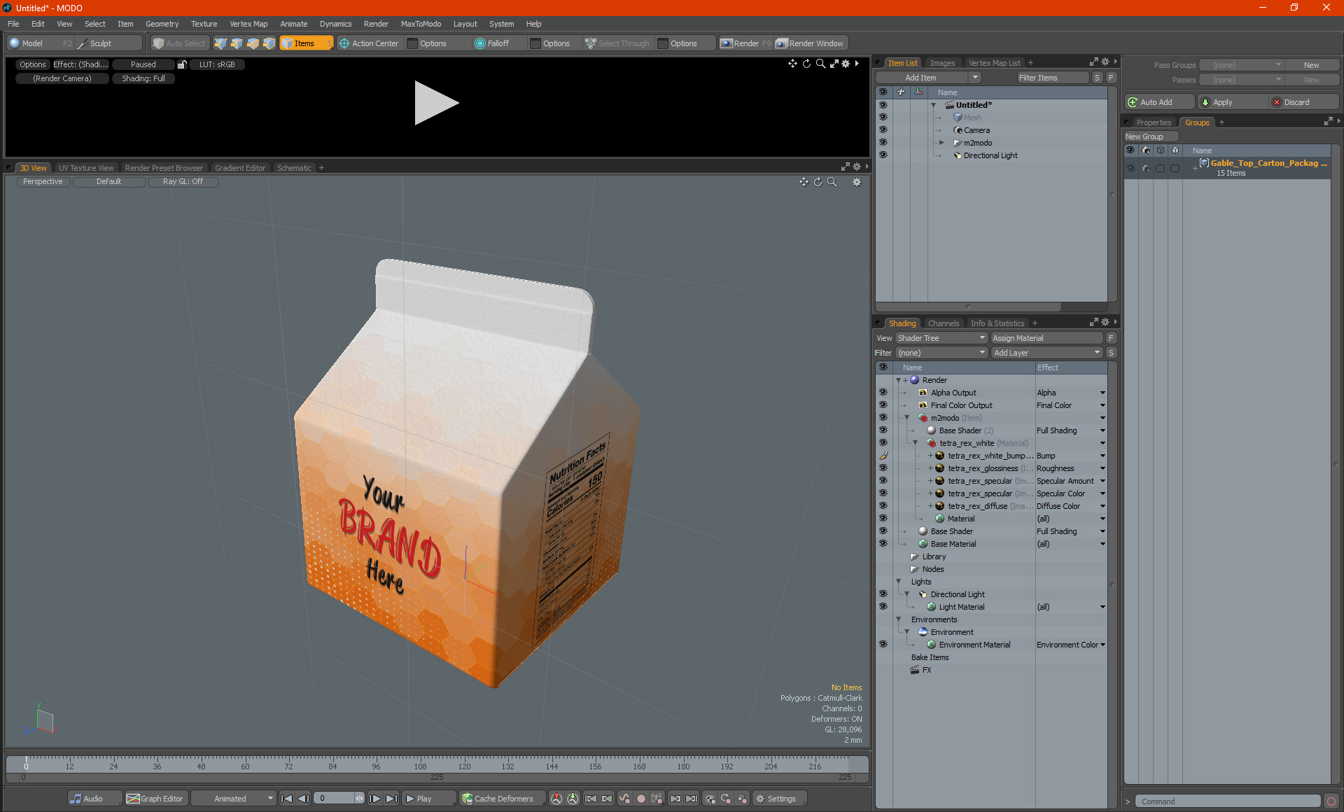 3D Gable Top Carton Package Mockup Orange model