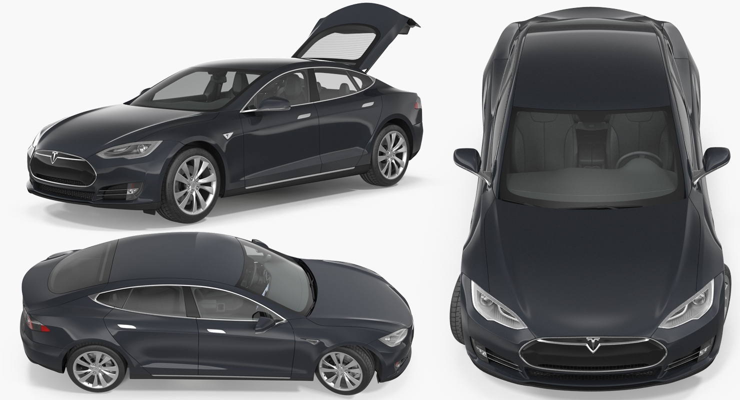 3D Tesla Model S 60 2015 Rigged model