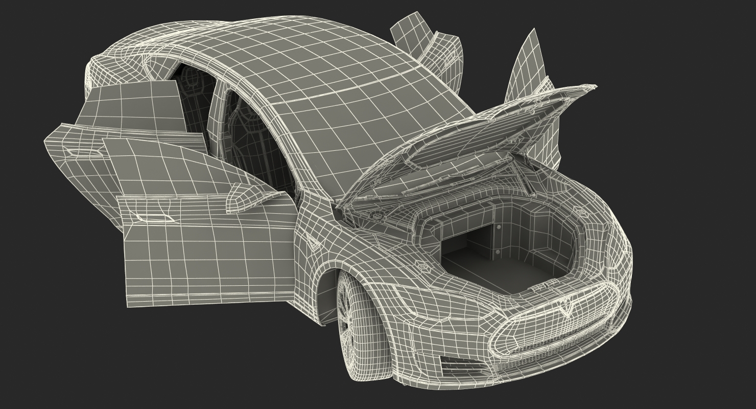 3D Tesla Model S 60 2015 Rigged model